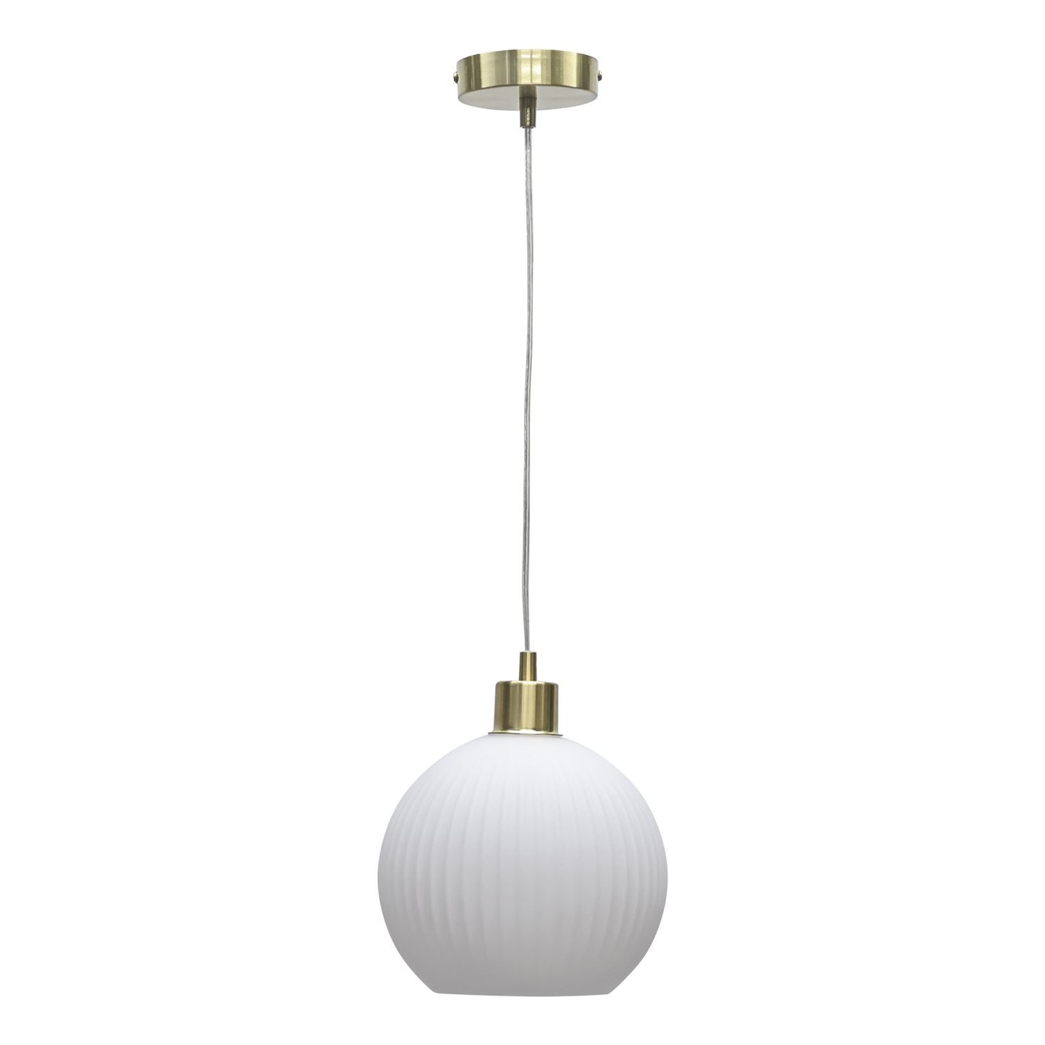 Modern White Ribbed Glass Globe Kitchen Dining Pendant Ceiling Light Fitting - Picture 18 of 33