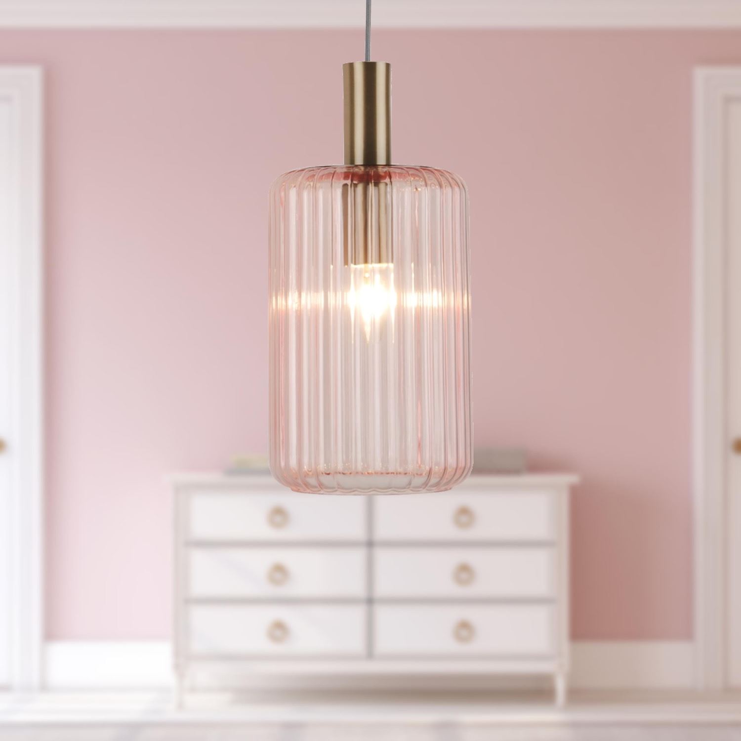 Ribbed Glass Design Ceiling Pendant Lights Kitchen Island Dining Light Fittings - Picture 24 of 25