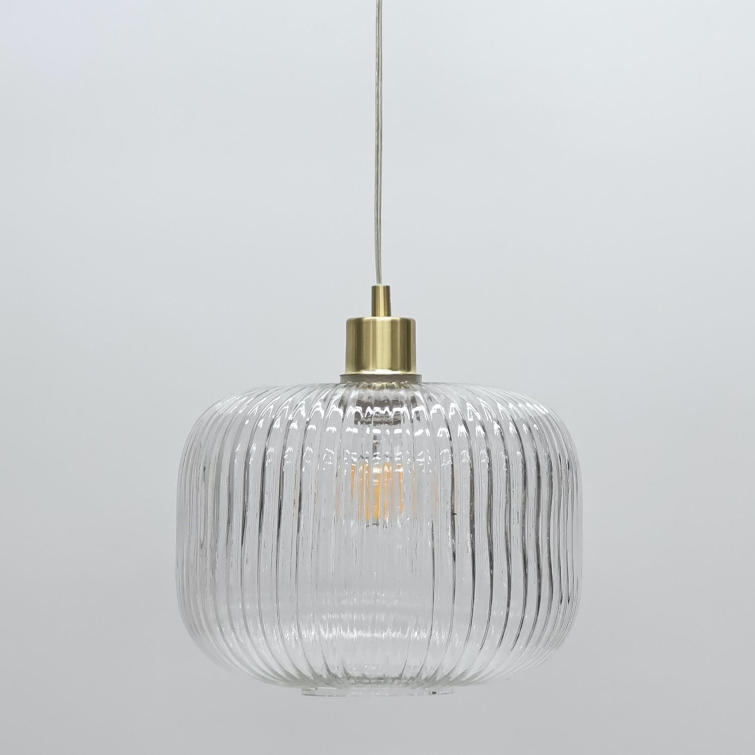 Modern Clear Ribbed Glass Large Kitchen Dining Pendant Ceiling Light Fitting - Picture 23 of 33