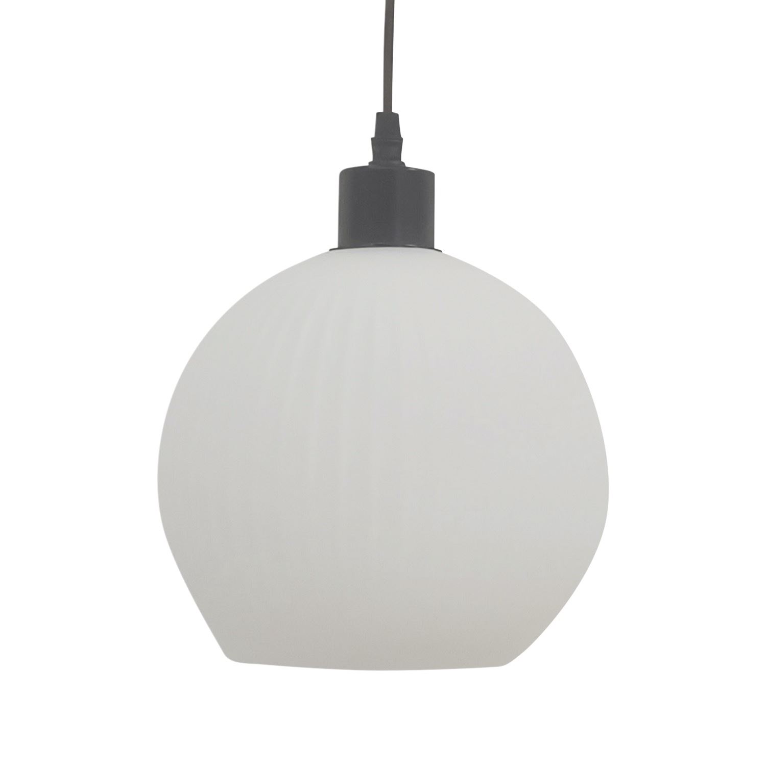 Modern White Ribbed Glass Globe Kitchen Dining Pendant Ceiling Light Fitting - Picture 8 of 33