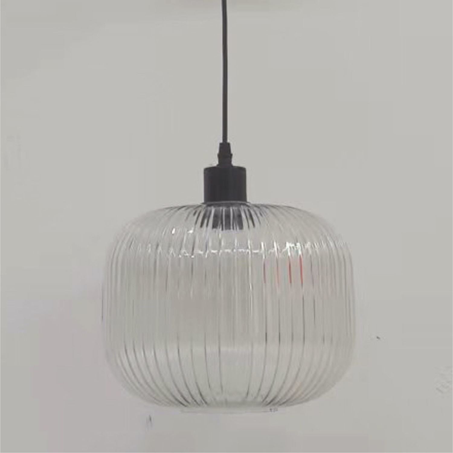 Modern Clear Ribbed Glass Large Kitchen Dining Pendant Ceiling Light Fitting - Picture 6 of 33