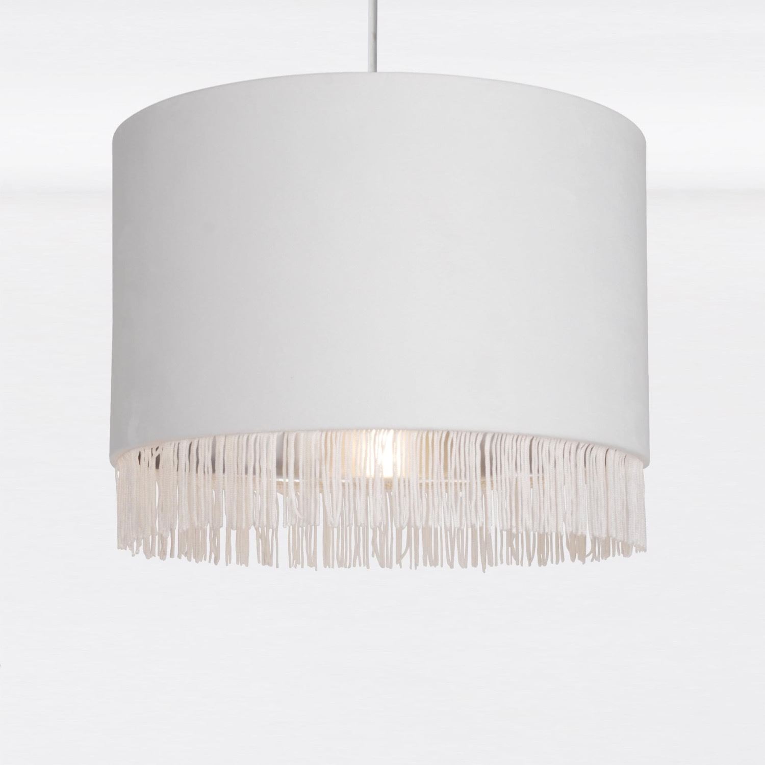 Modern Velvet Tassel Ceiling Light Shade Metallic Inner Grey Pink Navy White - Picture 20 of 25