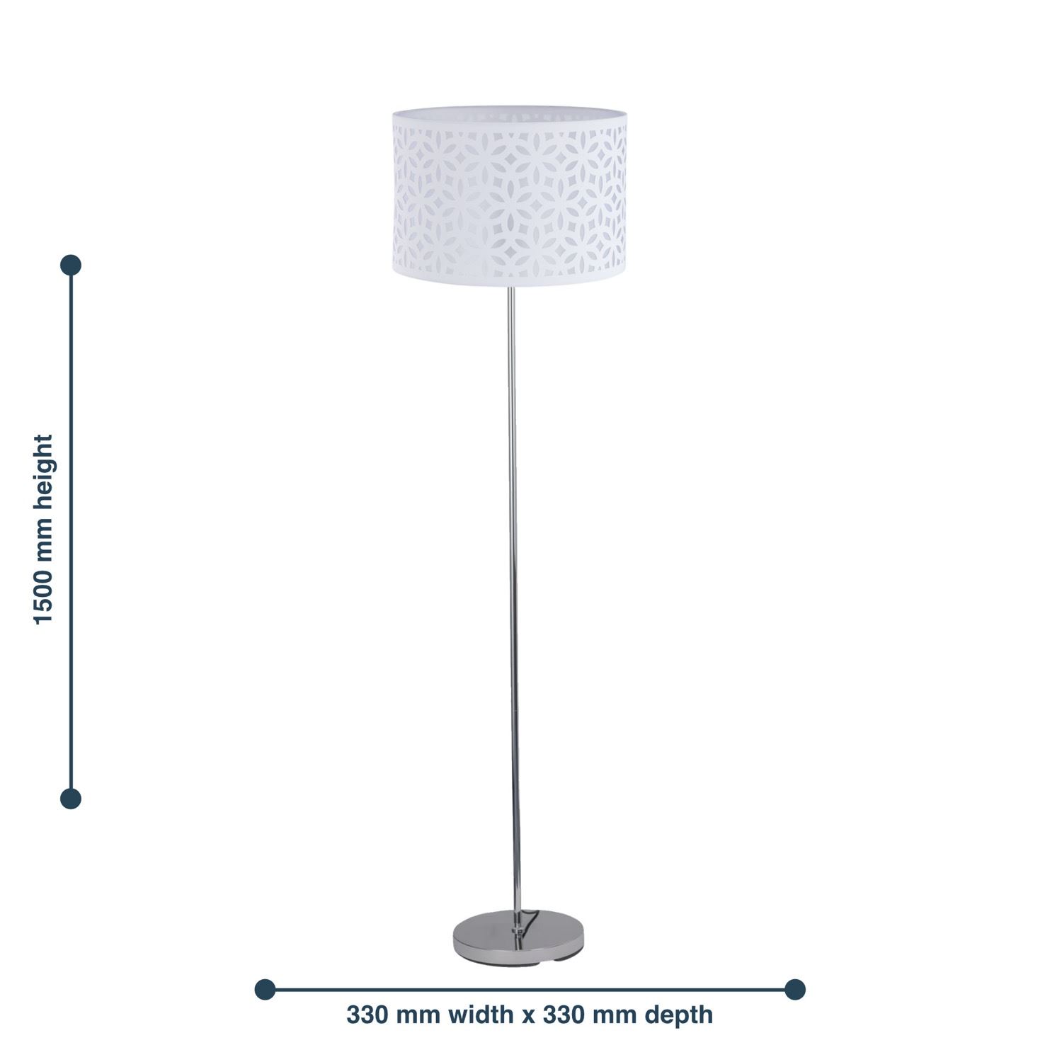 Moderne 150cm Stehleuchte Stehlampe mit lasergeschnittenem Stoffschirm - Bild 16 von 16