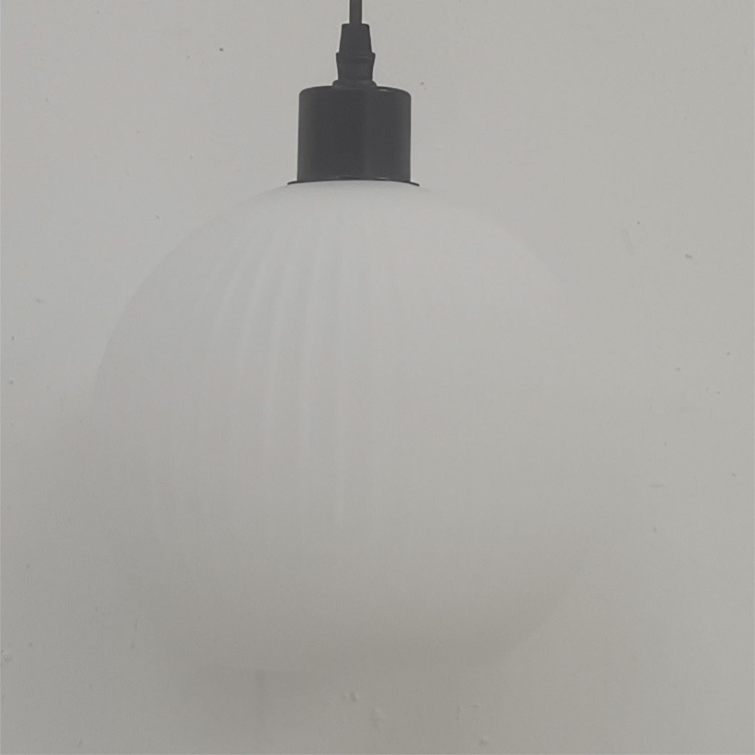 Modern White Ribbed Glass Globe Kitchen Dining Pendant Ceiling Light Fitting - Picture 7 of 33