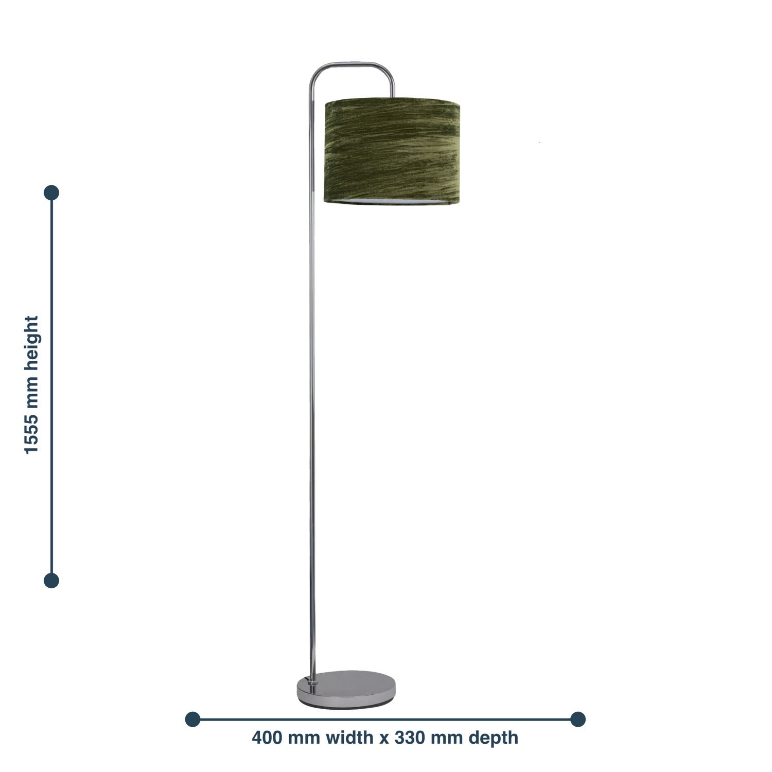 Moderne 158cm gewölbte Stehleuchte Stehlampe mit zerkleinertem Samt Stoffschirm - Bild 15 von 15