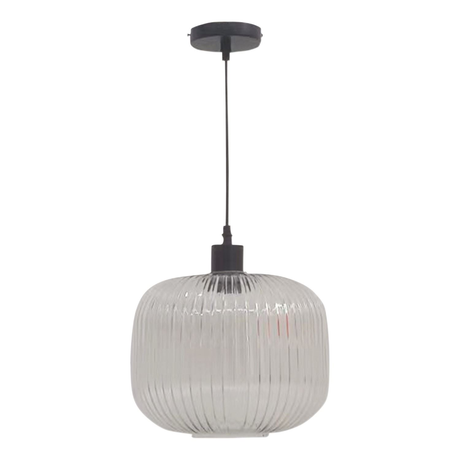 Modern Clear Ribbed Glass Large Kitchen Dining Pendant Ceiling Light Fitting - Picture 2 of 33