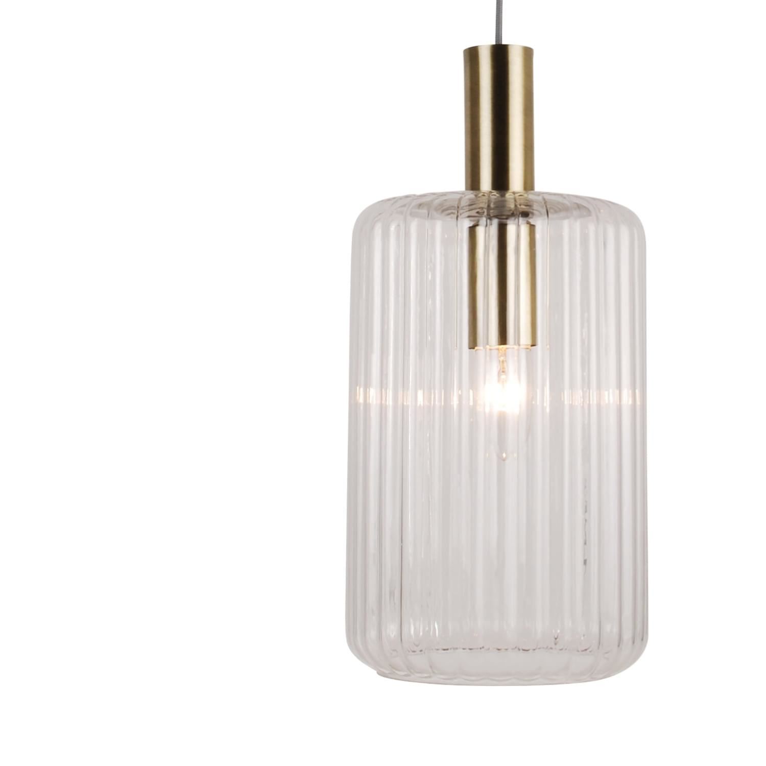 Ribbed Glass Design Ceiling Pendant Lights Kitchen Island Dining Light Fittings - Picture 5 of 25