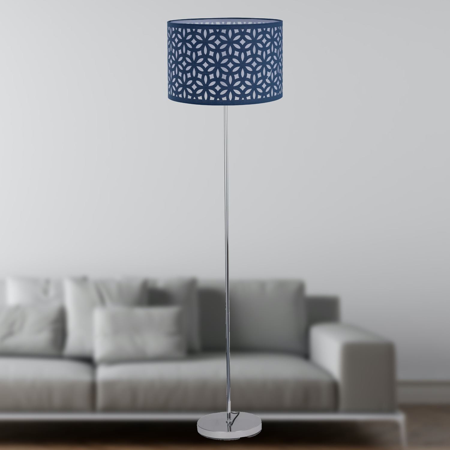 Moderne 150cm Stehleuchte Stehlampe mit lasergeschnittenem Stoffschirm - Bild 5 von 16