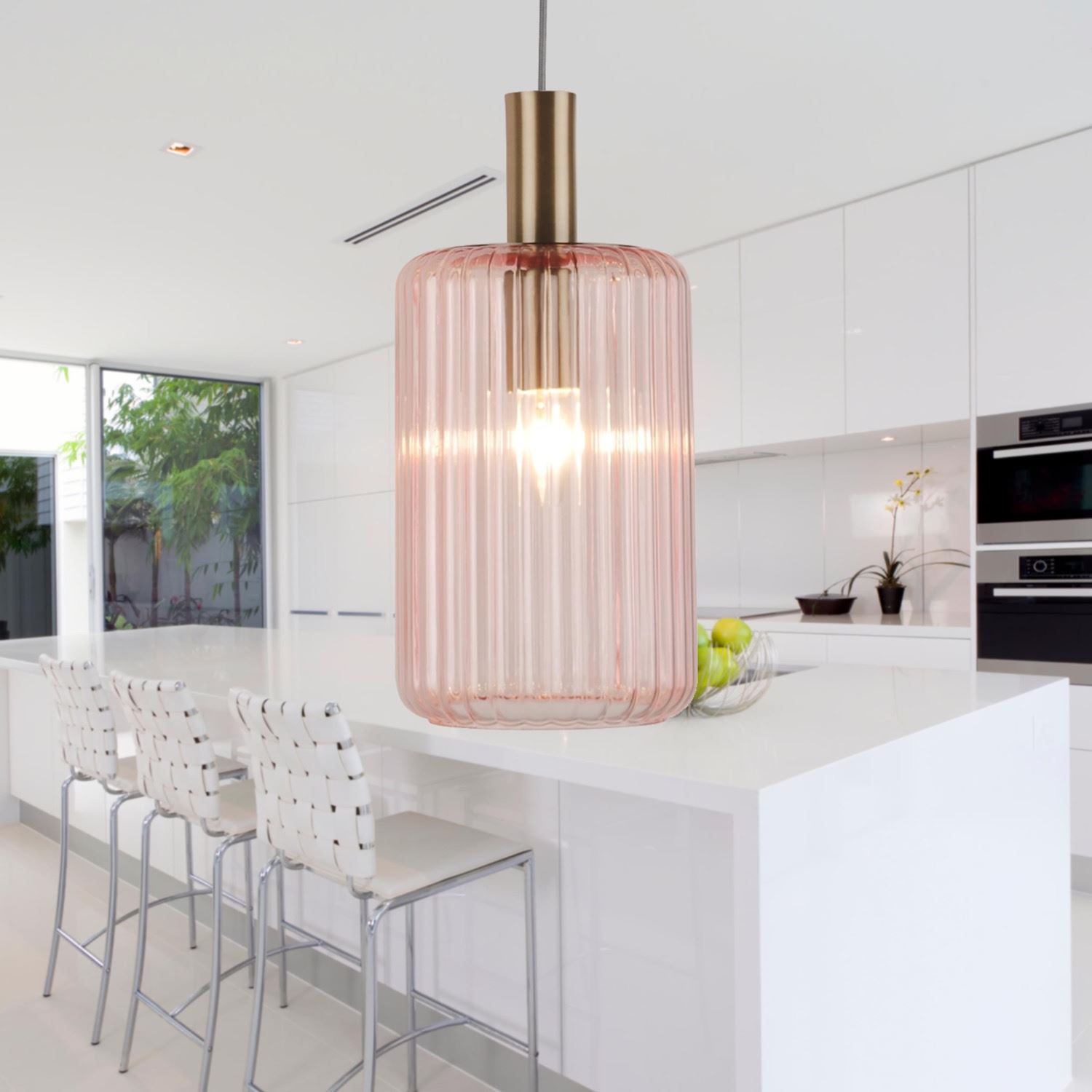 Ribbed Glass Design Ceiling Pendant Lights Kitchen Island Dining Light Fittings - Picture 23 of 25