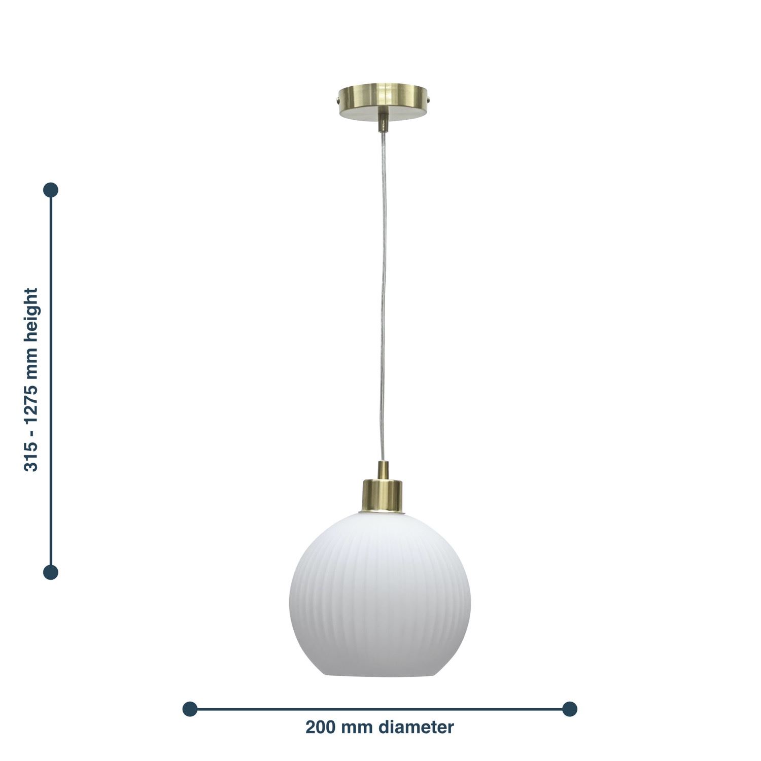 Modern White Ribbed Glass Globe Kitchen Dining Pendant Ceiling Light Fitting - Picture 25 of 33