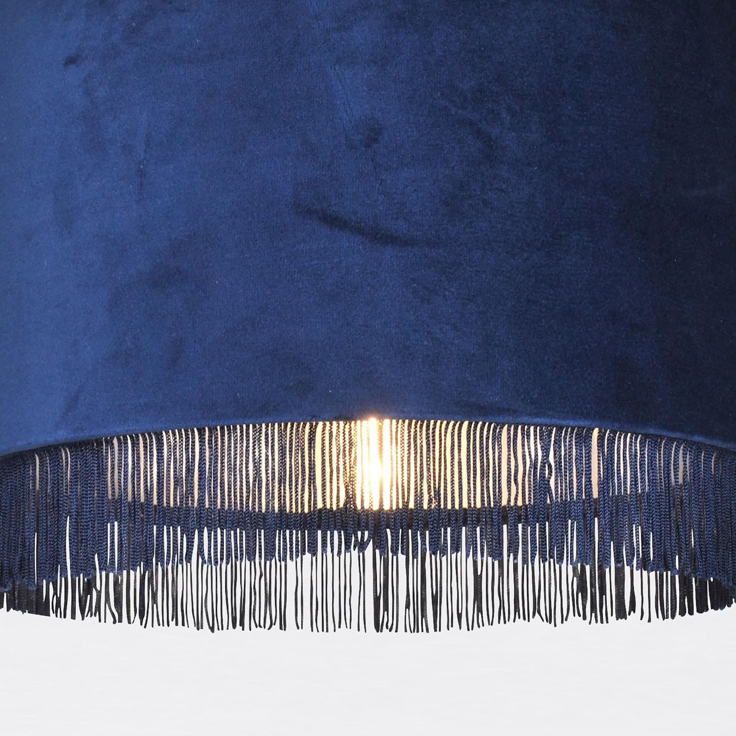 Modern Velvet Tassel Ceiling Light Shade Metallic Inner Grey Pink Navy White - Picture 16 of 25