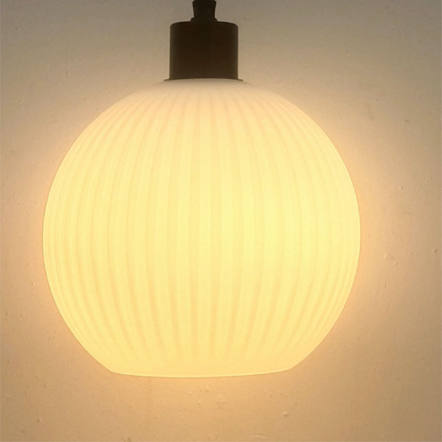 Modern White Ribbed Glass Globe Kitchen Dining Pendant Ceiling Light Fitting - Picture 6 of 33