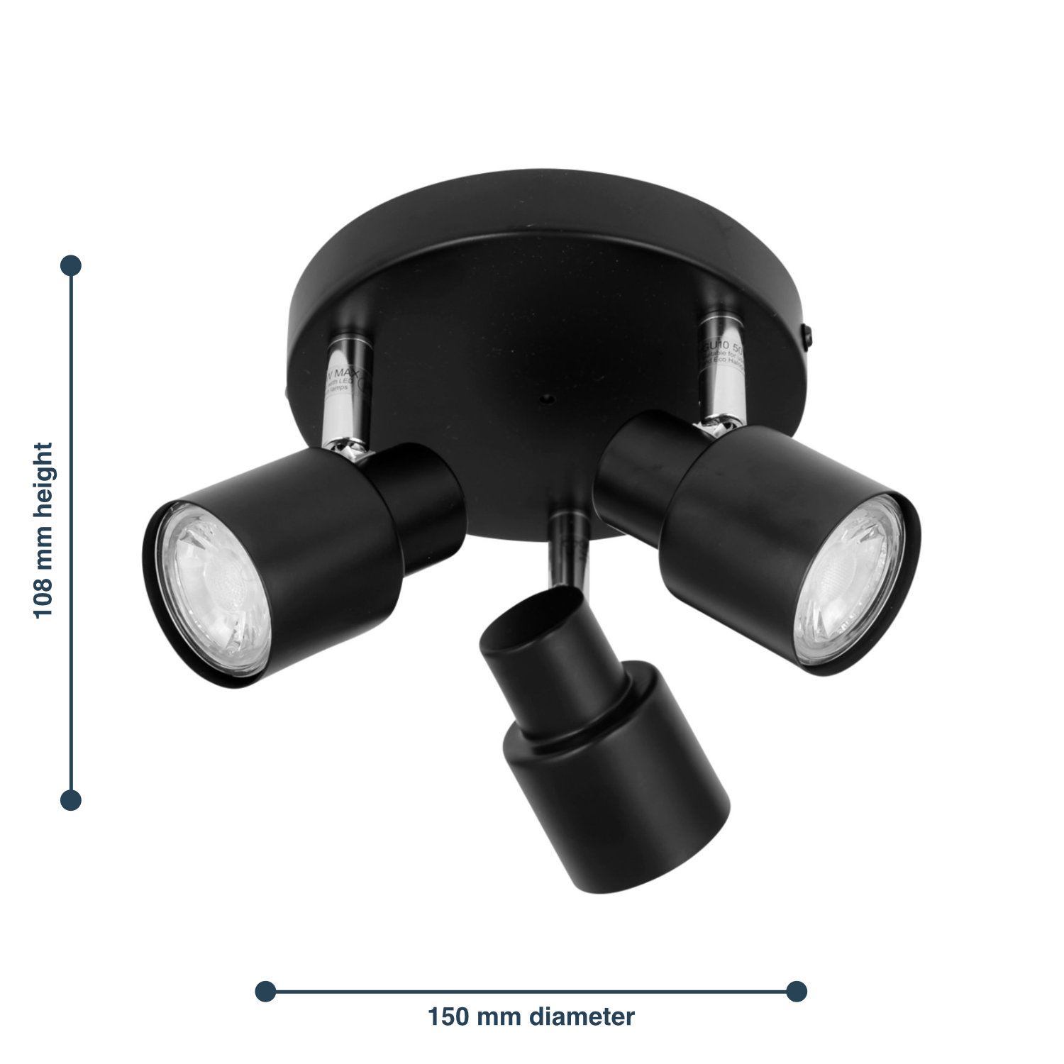 Modern Bathroom 3 Way Spotlight Ceiling Light Fitting IP44 Rated - Picture 8 of 14
