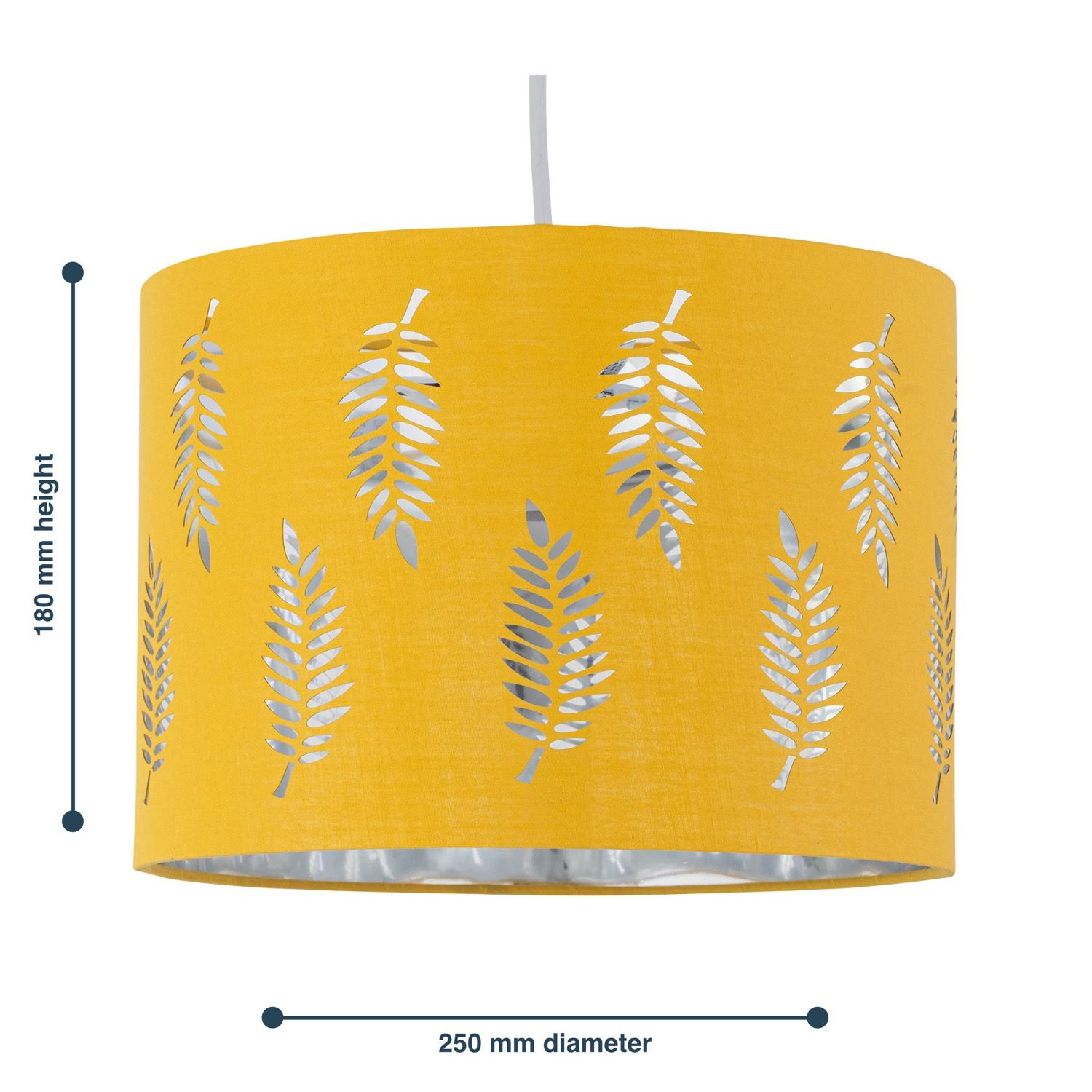 Modern 25cm Fabric Easy Fit Pendant Shade Ceiling Lightshade Fern Leaf Design - Picture 13 of 19