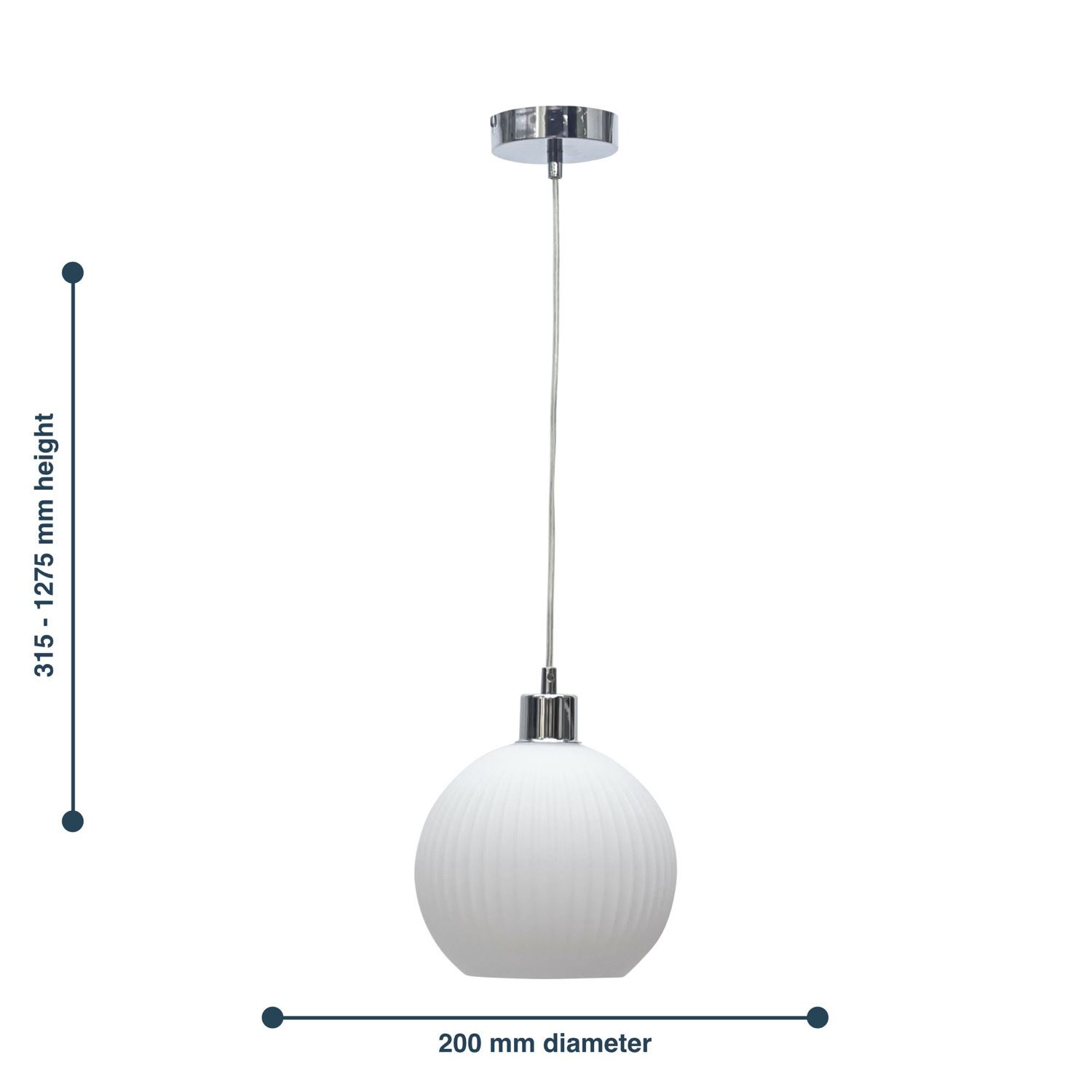 Modern White Ribbed Glass Globe Kitchen Dining Pendant Ceiling Light Fitting - Picture 17 of 33