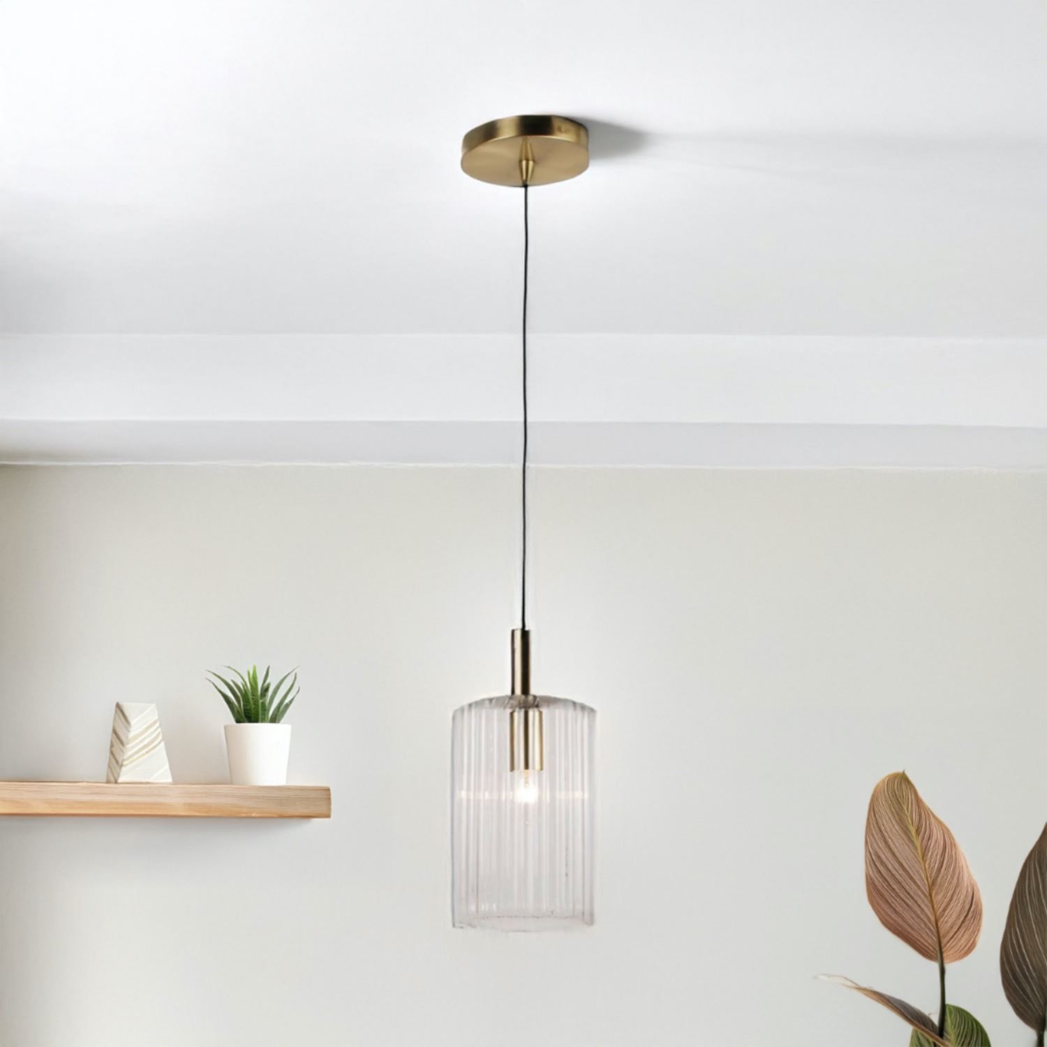 Ribbed Glass Design Ceiling Pendant Lights Kitchen Island Dining Light Fittings - Picture 2 of 25