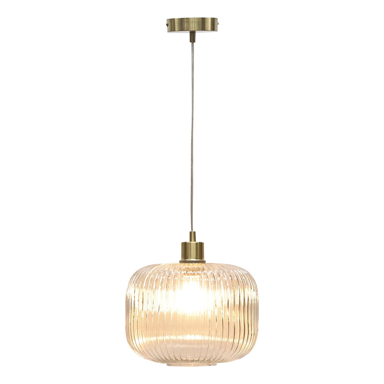 Modern Clear Ribbed Glass Large Kitchen Dining Pendant Ceiling Light Fitting - Picture 19 of 33