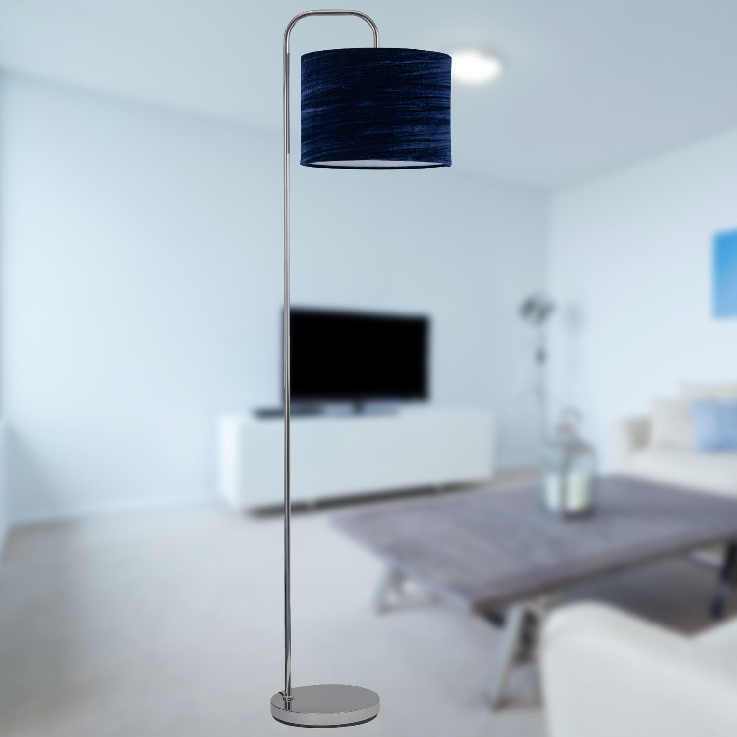 Moderne 158cm gewölbte Stehleuchte Stehlampe mit zerkleinertem Samt Stoffschirm - Bild 6 von 15
