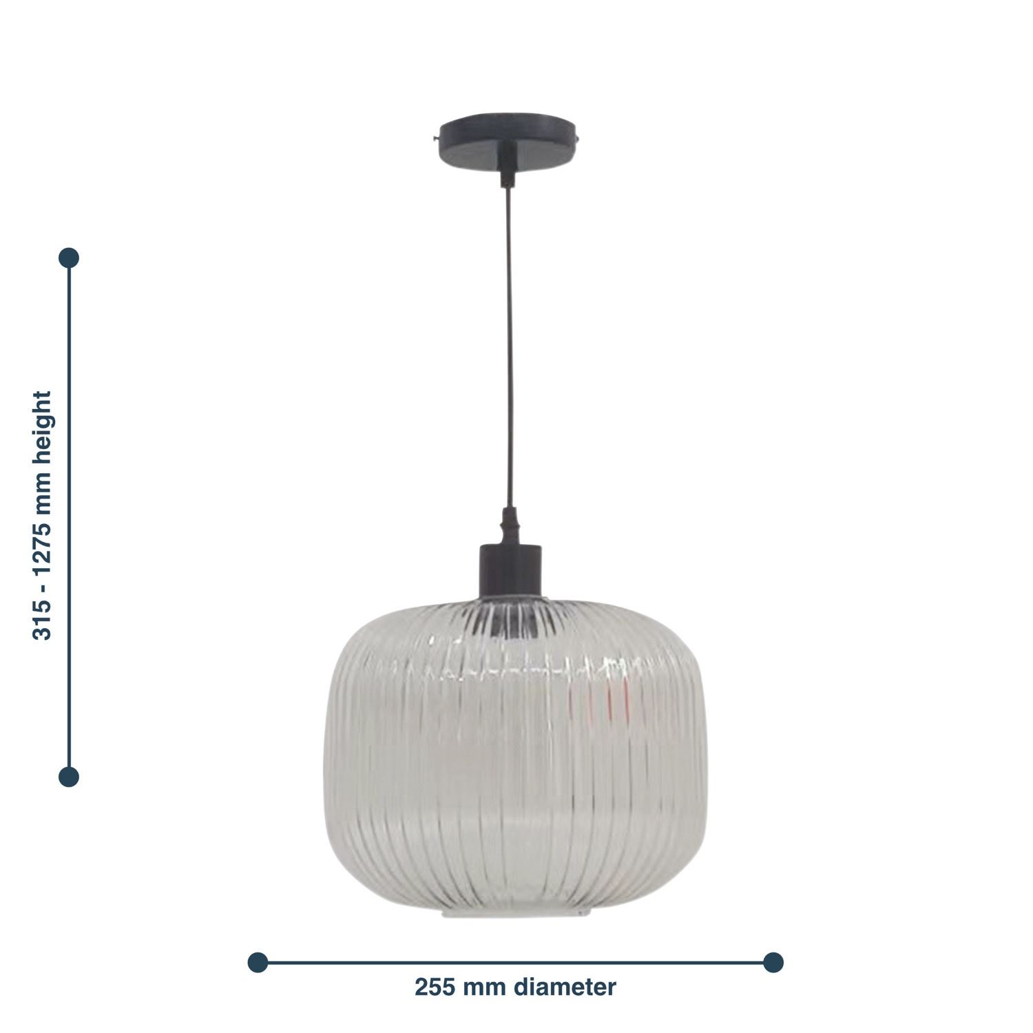 Modern Clear Ribbed Glass Large Kitchen Dining Pendant Ceiling Light Fitting - Picture 9 of 33