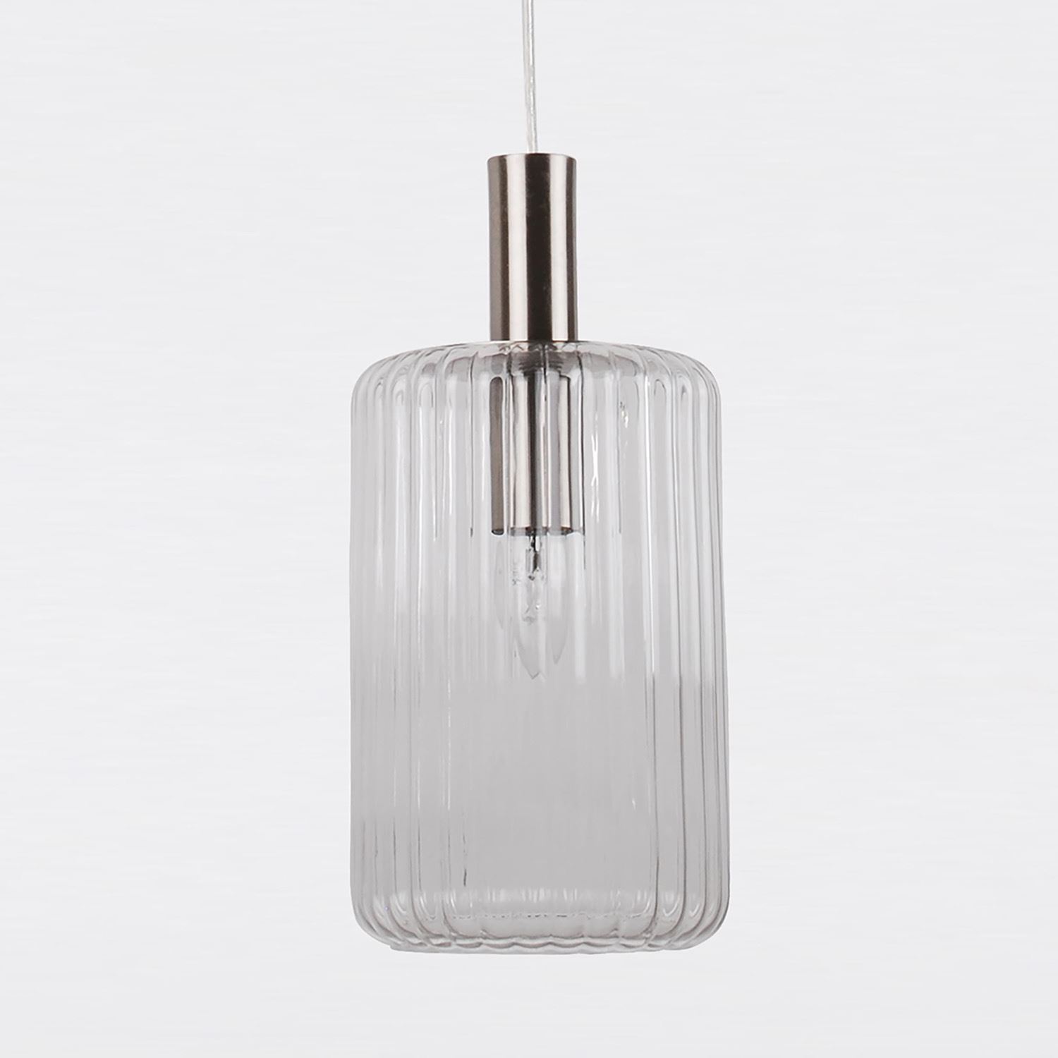 Ribbed Glass Design Ceiling Pendant Lights Kitchen Island Dining Light Fittings - Picture 15 of 25