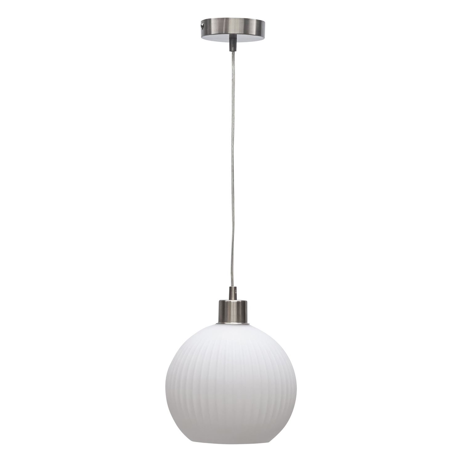 Modern White Ribbed Glass Globe Kitchen Dining Pendant Ceiling Light Fitting - Picture 26 of 33