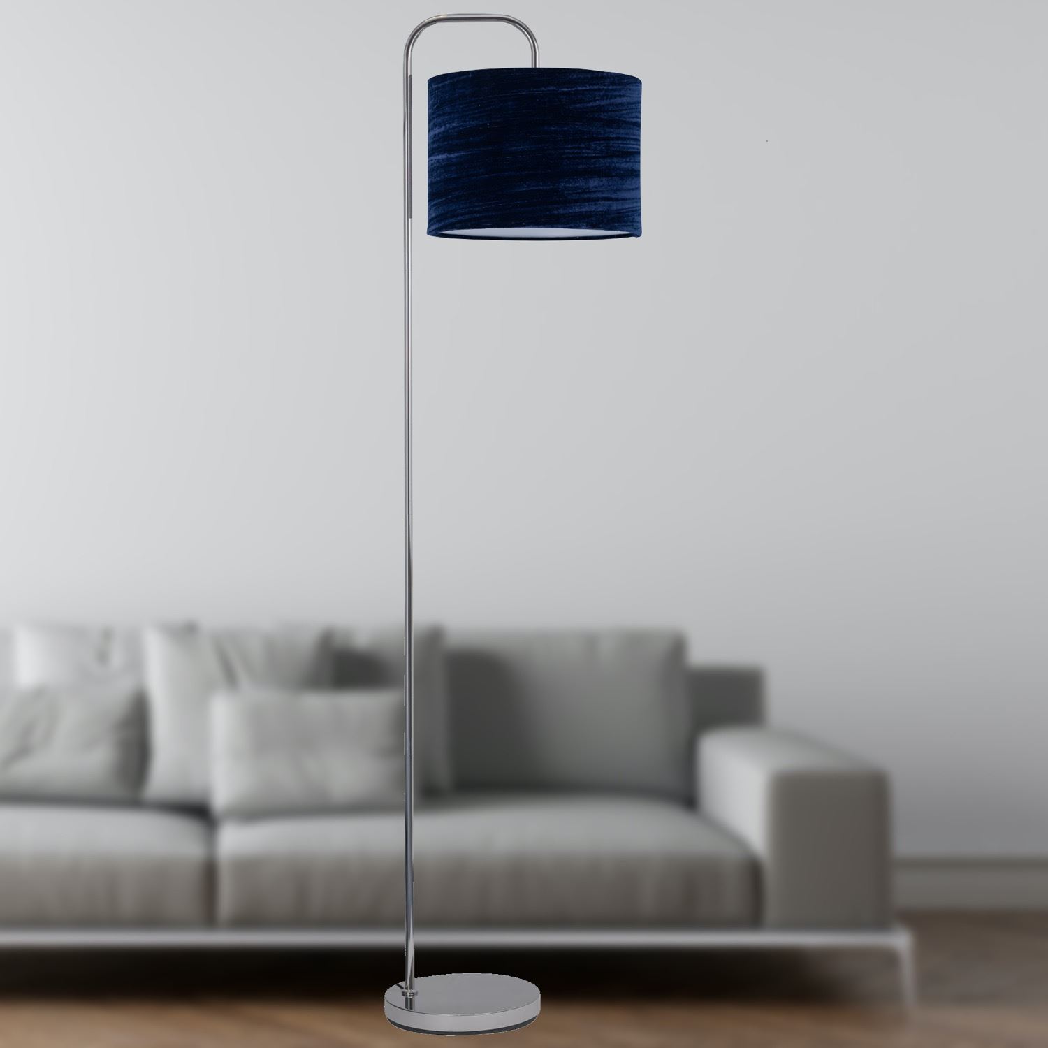 Moderne 158cm gewölbte Stehleuchte Stehlampe mit zerkleinertem Samt Stoffschirm - Bild 5 von 15