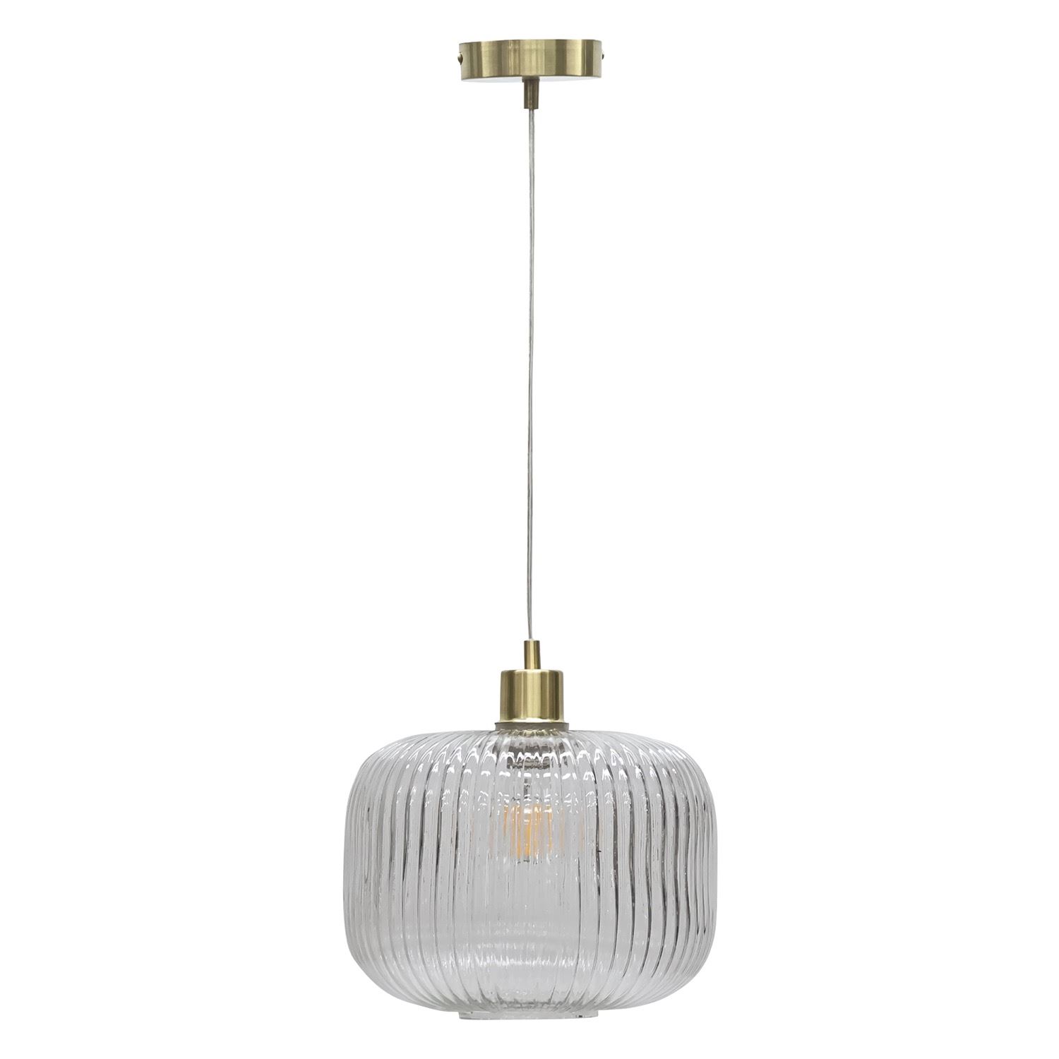 Modern Clear Ribbed Glass Large Kitchen Dining Pendant Ceiling Light Fitting - Picture 18 of 33