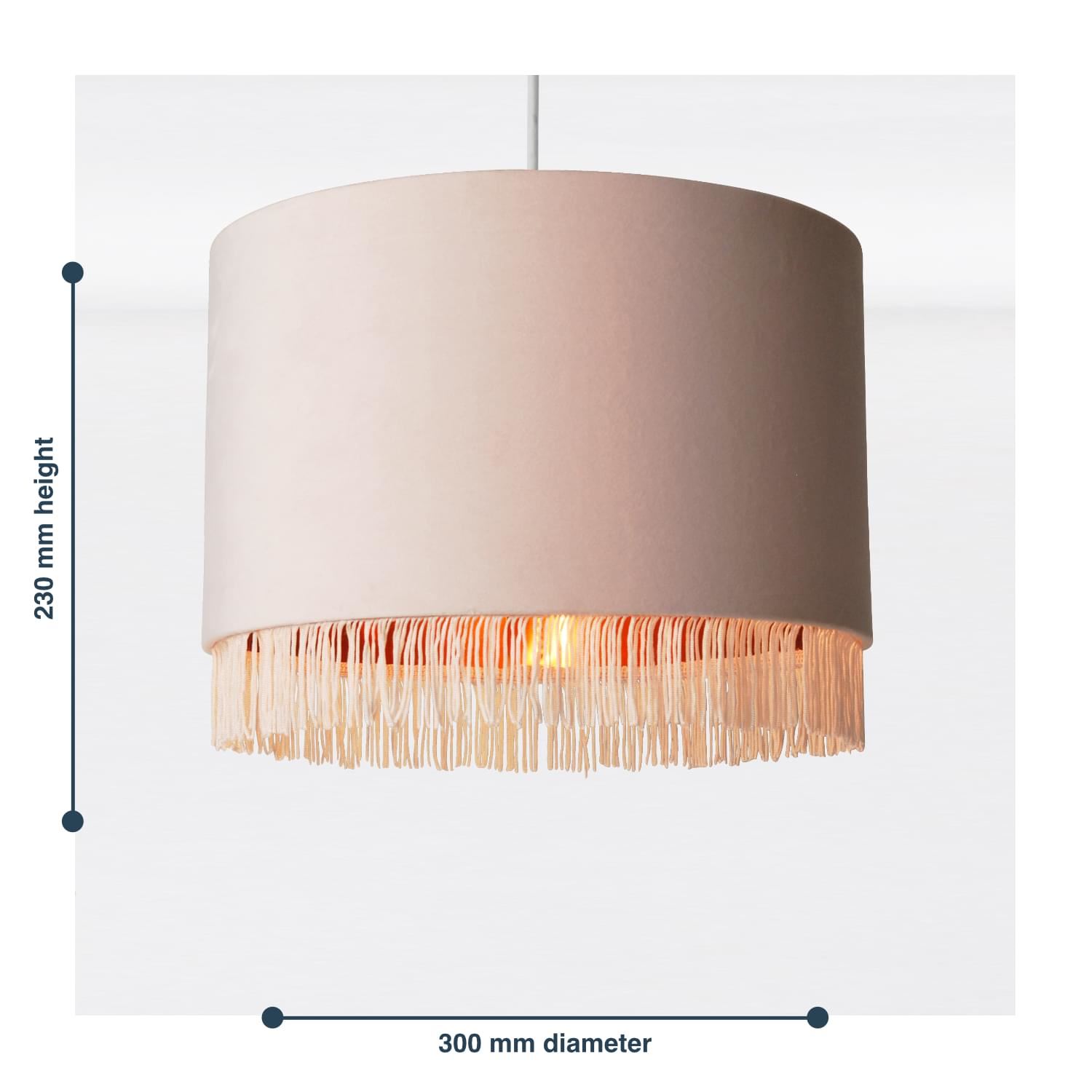 Modern Velvet Tassel Ceiling Light Shade Metallic Inner Grey Pink Navy White - Picture 6 of 25