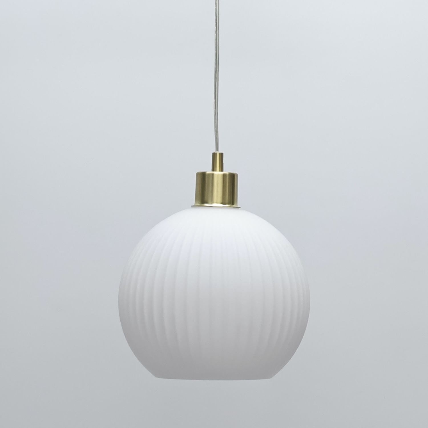 Modern White Ribbed Glass Globe Kitchen Dining Pendant Ceiling Light Fitting - Picture 22 of 33