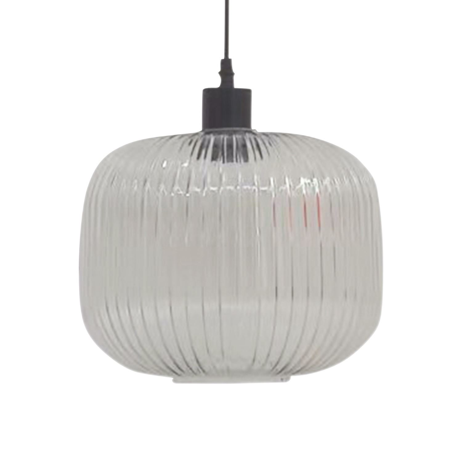 Modern Clear Ribbed Glass Large Kitchen Dining Pendant Ceiling Light Fitting - Picture 8 of 33