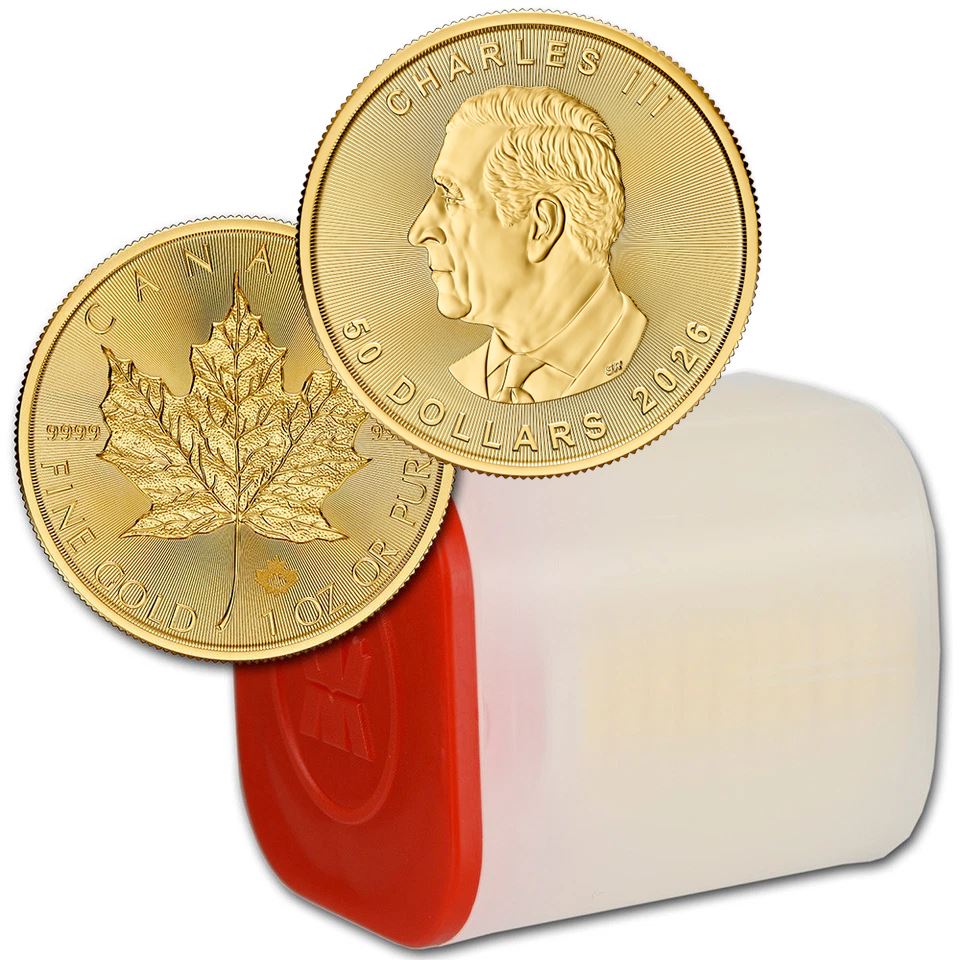 2026 Canada Gold Maple Leaf 1 oz $50 - BU - 1 Roll Ten 10 Coins in