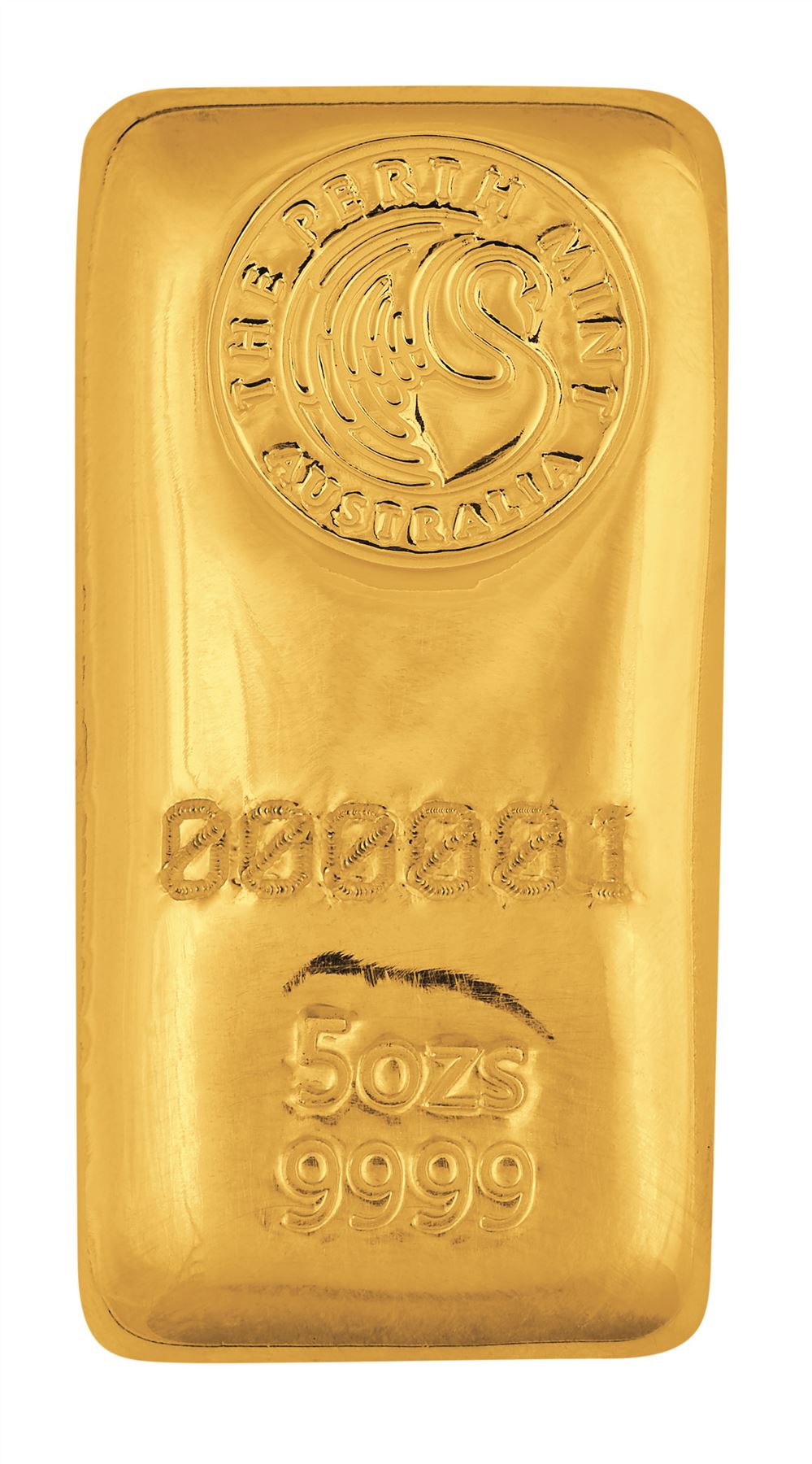 5 oz Gold Bar – Perth Mint – Cast 999.9 Fine