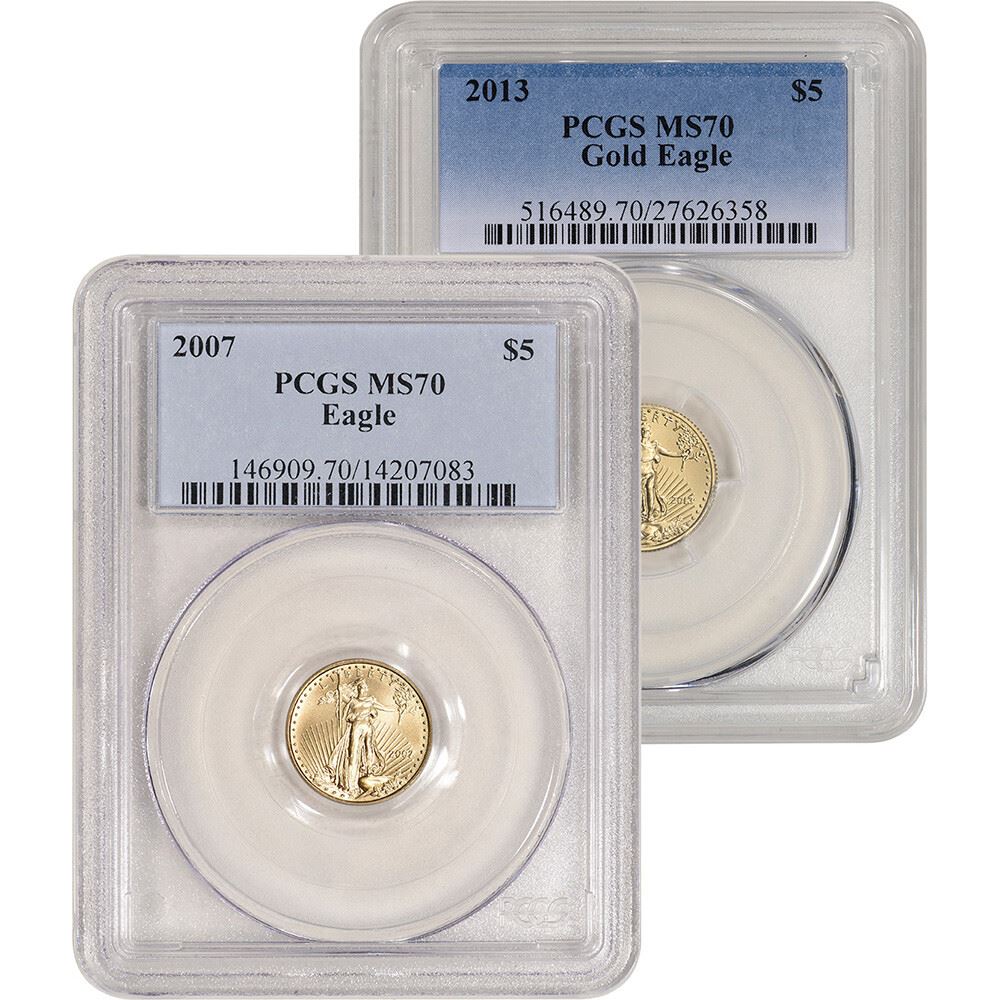 American Gold Eagle 1/10 oz $5 - PCGS MS70 Random Date and Label