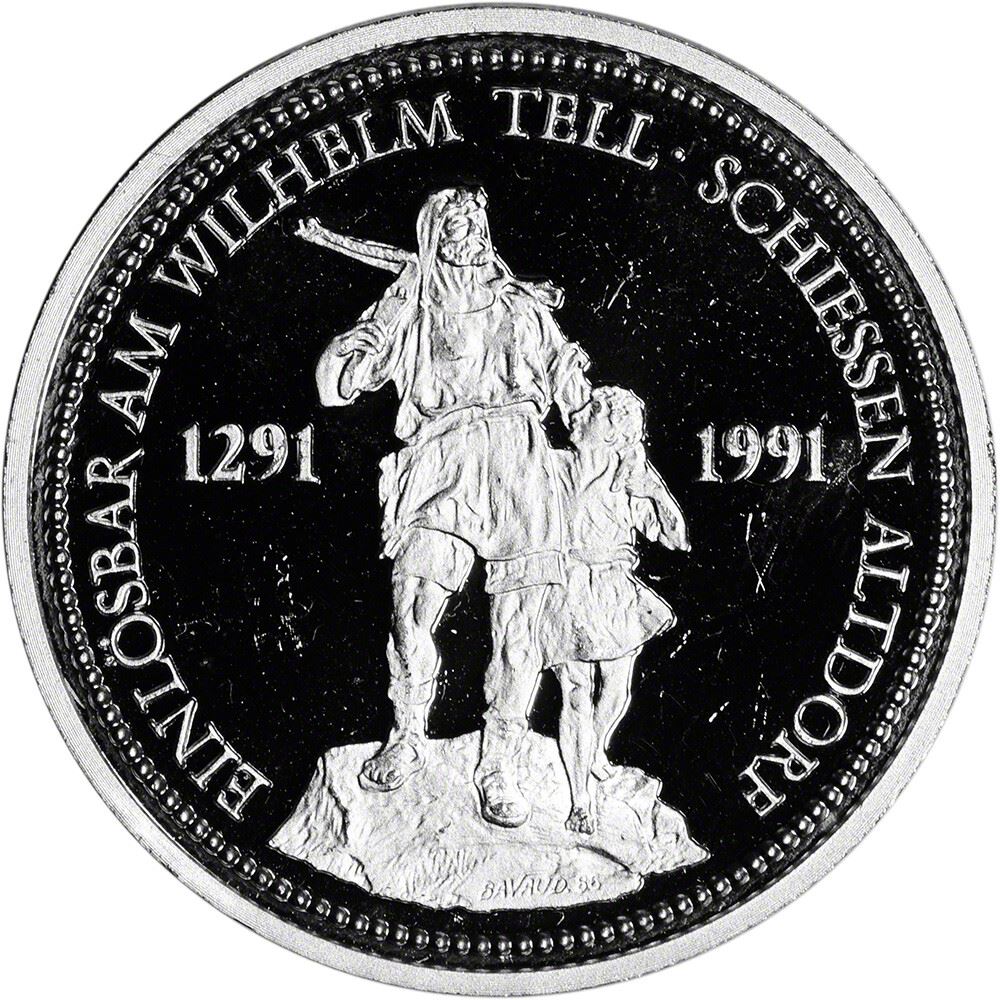 Switzerland Platinum 1 oz William Tell Swiss Shooting Thaler BU/PF