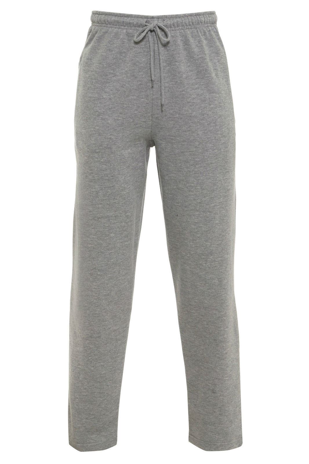 SALE - Mens Plain Fleece Pockets Jogging Bottoms Pants Open Hem Joggers 