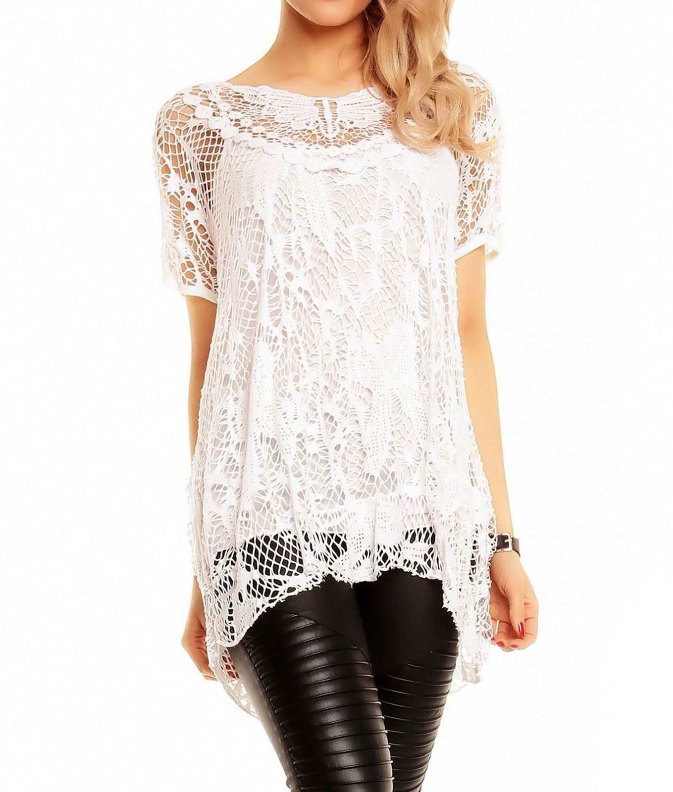 Ladies Crochet Lace Lagen Look Italian Top Vest Short Blouse Set UK Plus Size eBay