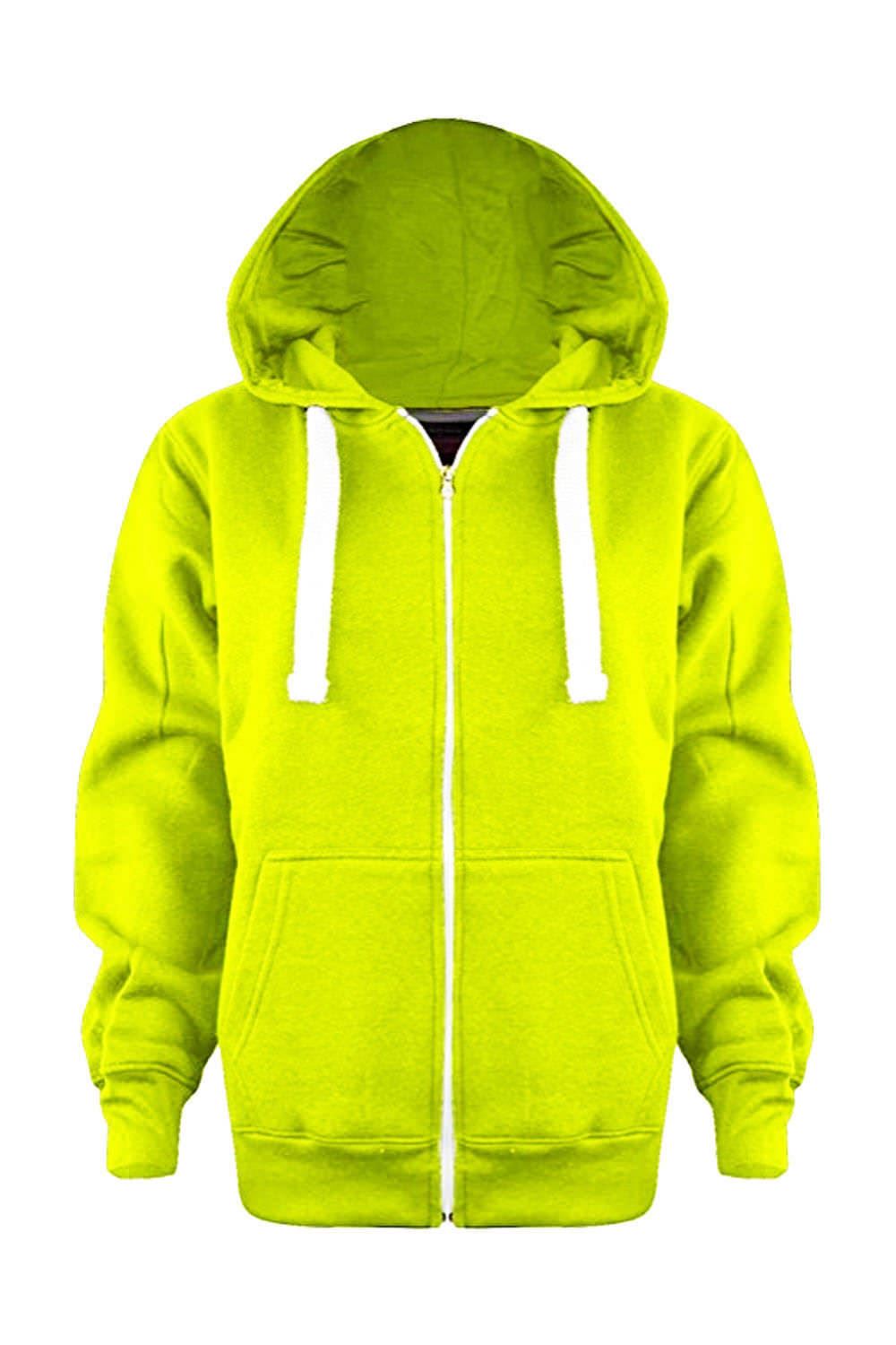 Ladies Womens Plain Hoody Coloured Hoodie Zip Up Jacket Fleece Sweatshirt Tops