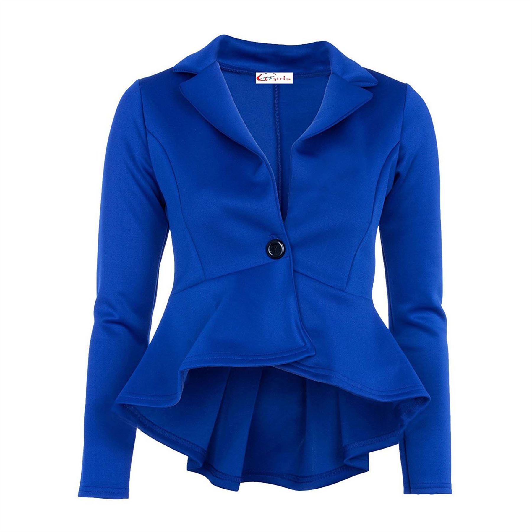 Womens Ladies Peplum Blazer Frill Cropped Slim Work Party Formal