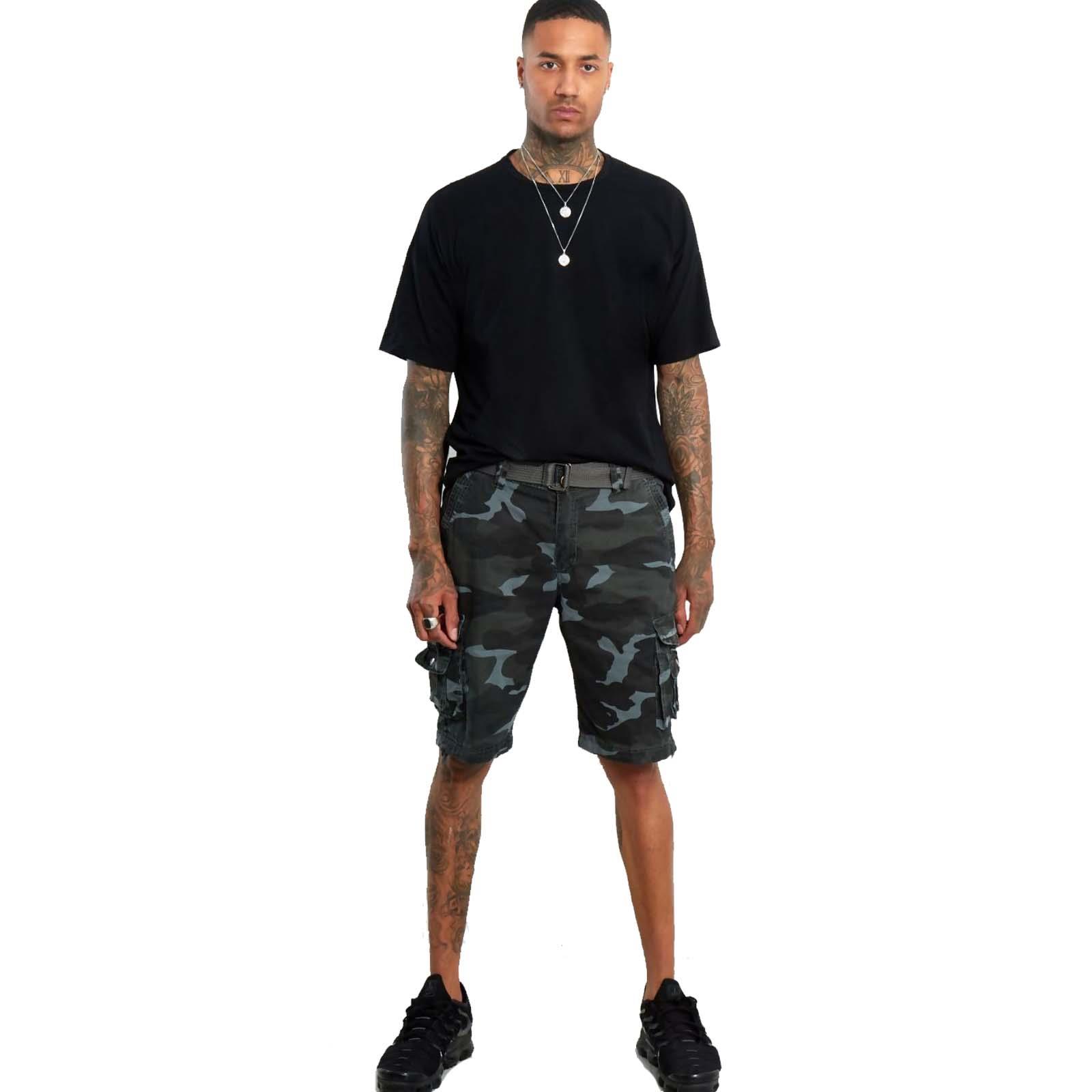Mens Casual Summer Plain Cotton Half Pant Camouflage Workwear Cargo Combat Short