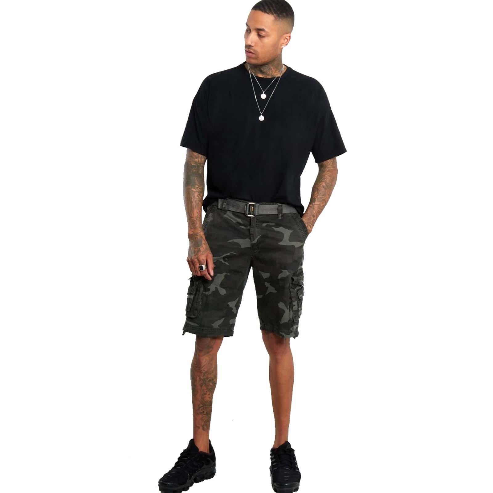 Mens Casual Summer Plain Cotton Half Pant Camouflage Workwear Cargo Combat Short