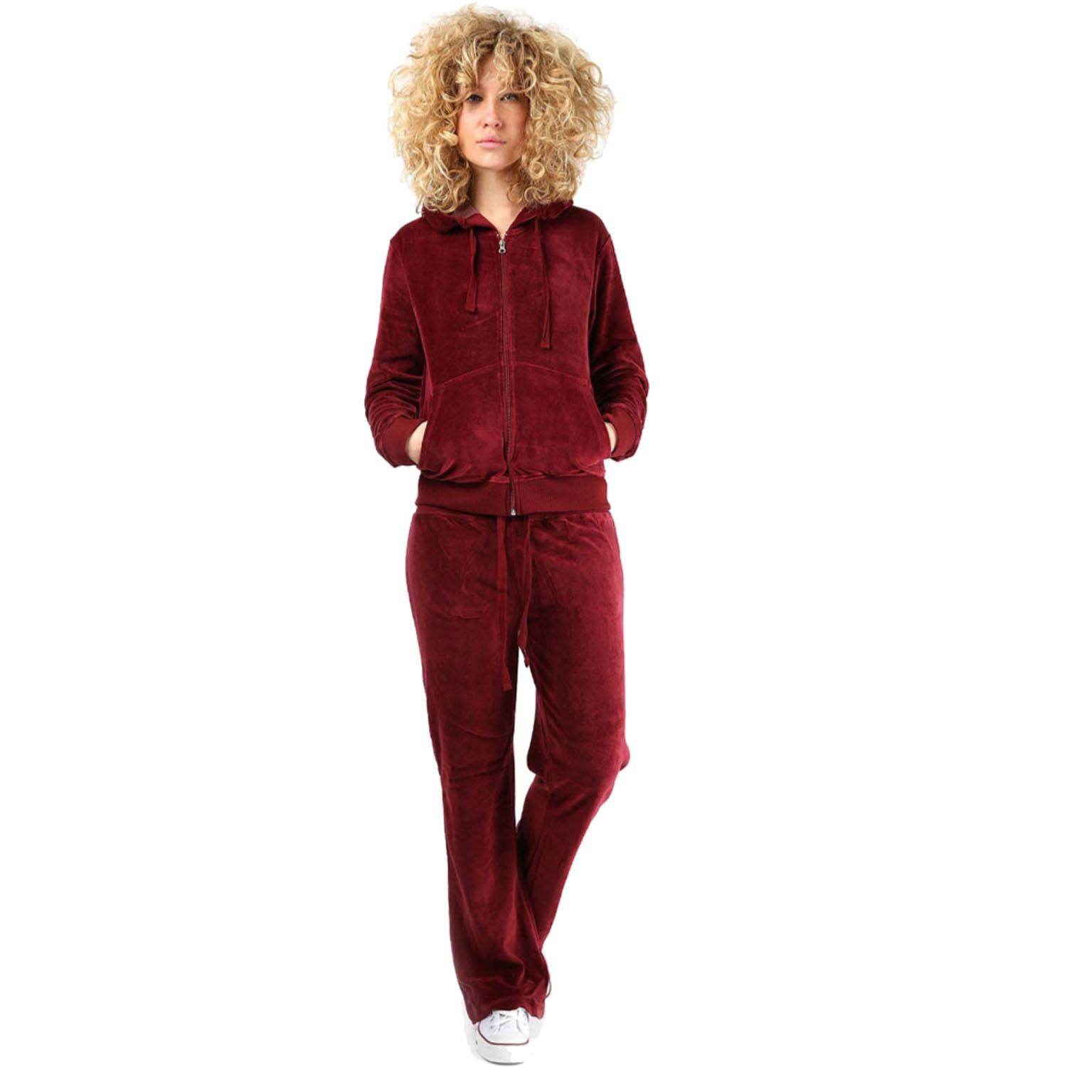 New Ladies Velour Velvet Loungesuit Lounge Wear Joggers Hoodie Full