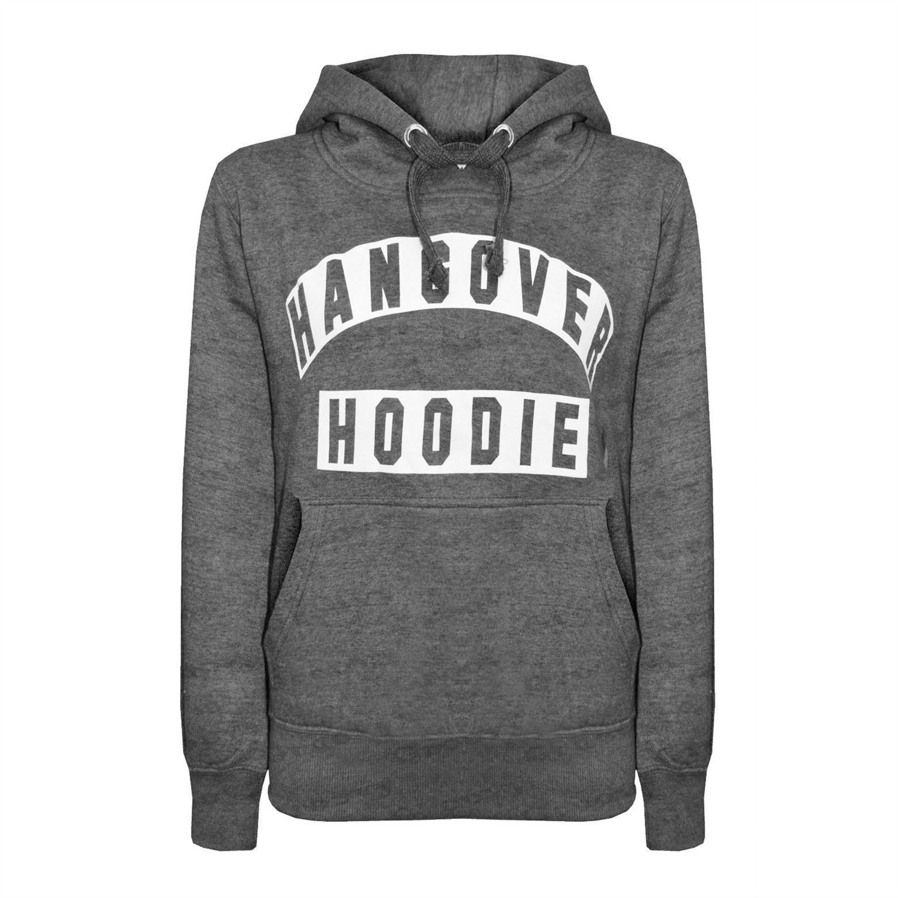 Womens Hangover Hoodie Top Ladies Hooded Fleece Full Length Sleeves