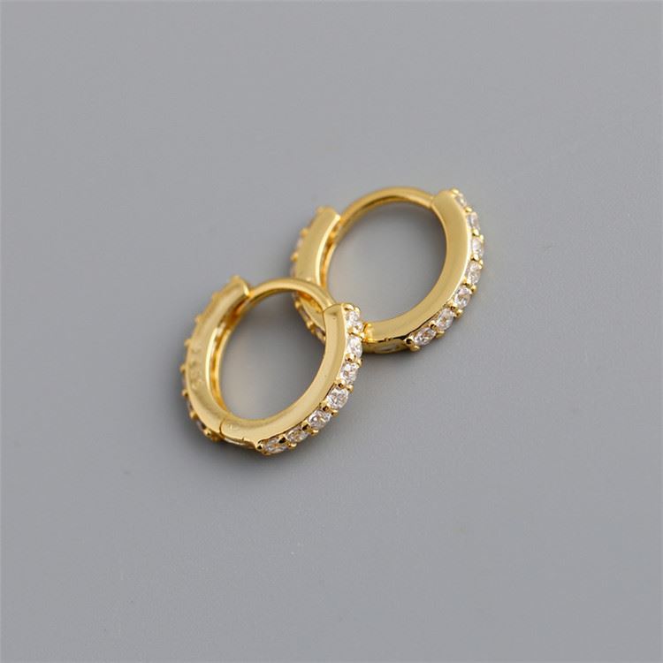Hypoallergenic S925 Sterling Silver Made Zirconia Huggie Hoop Earrings - Picture 3 of 7