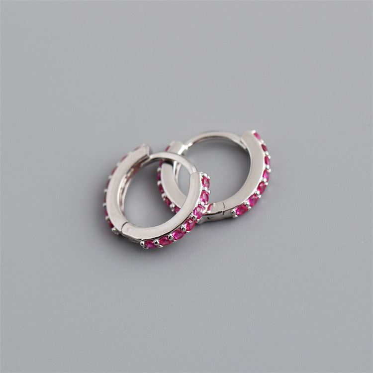 Hypoallergenic S925 Sterling Silver Made Zirconia Huggie Hoop Earrings - Picture 6 of 7