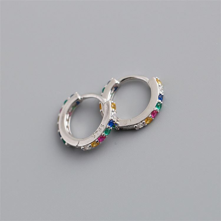 Hypoallergenic S925 Sterling Silver Made Zirconia Huggie Hoop Earrings - Picture 5 of 7