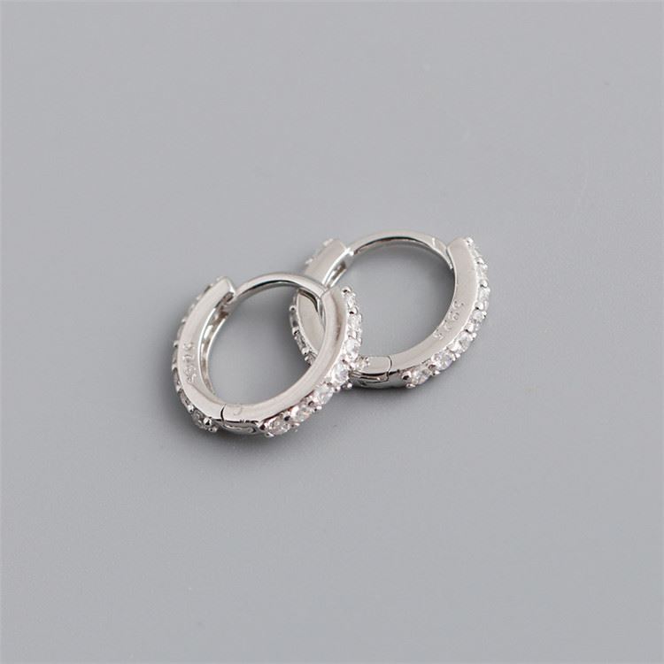 Hypoallergenic S925 Sterling Silver Made Zirconia Huggie Hoop Earrings - Picture 7 of 7