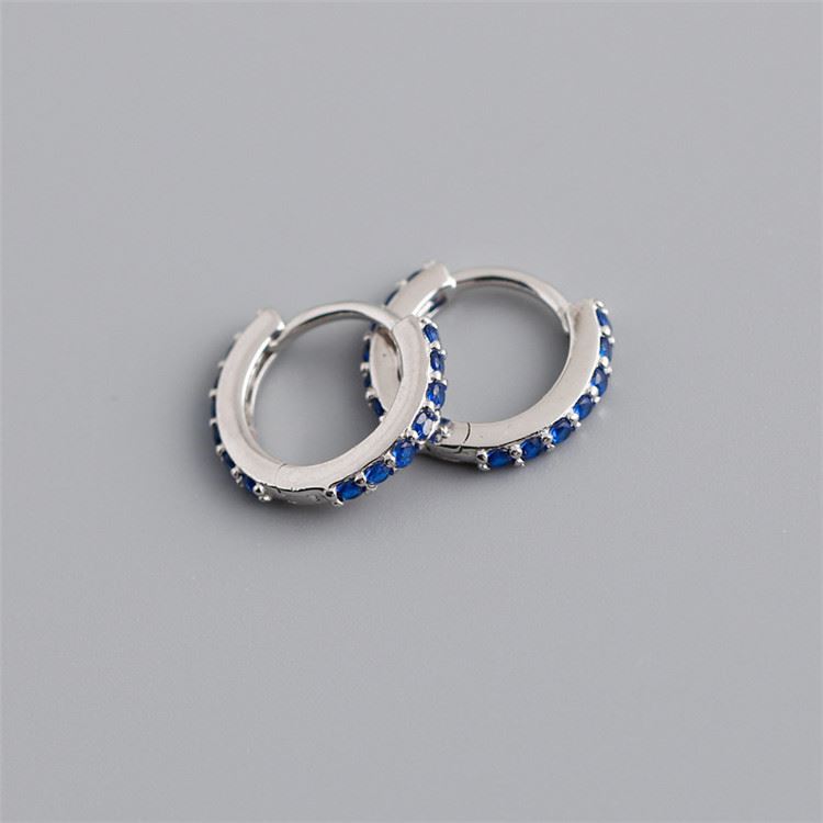 Hypoallergenic S925 Sterling Silver Made Zirconia Huggie Hoop Earrings - Picture 4 of 7