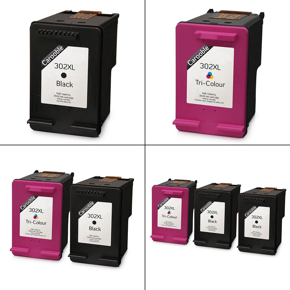 Remanufactured HP 302 XL Black and Colour Ink Cartridges For HP