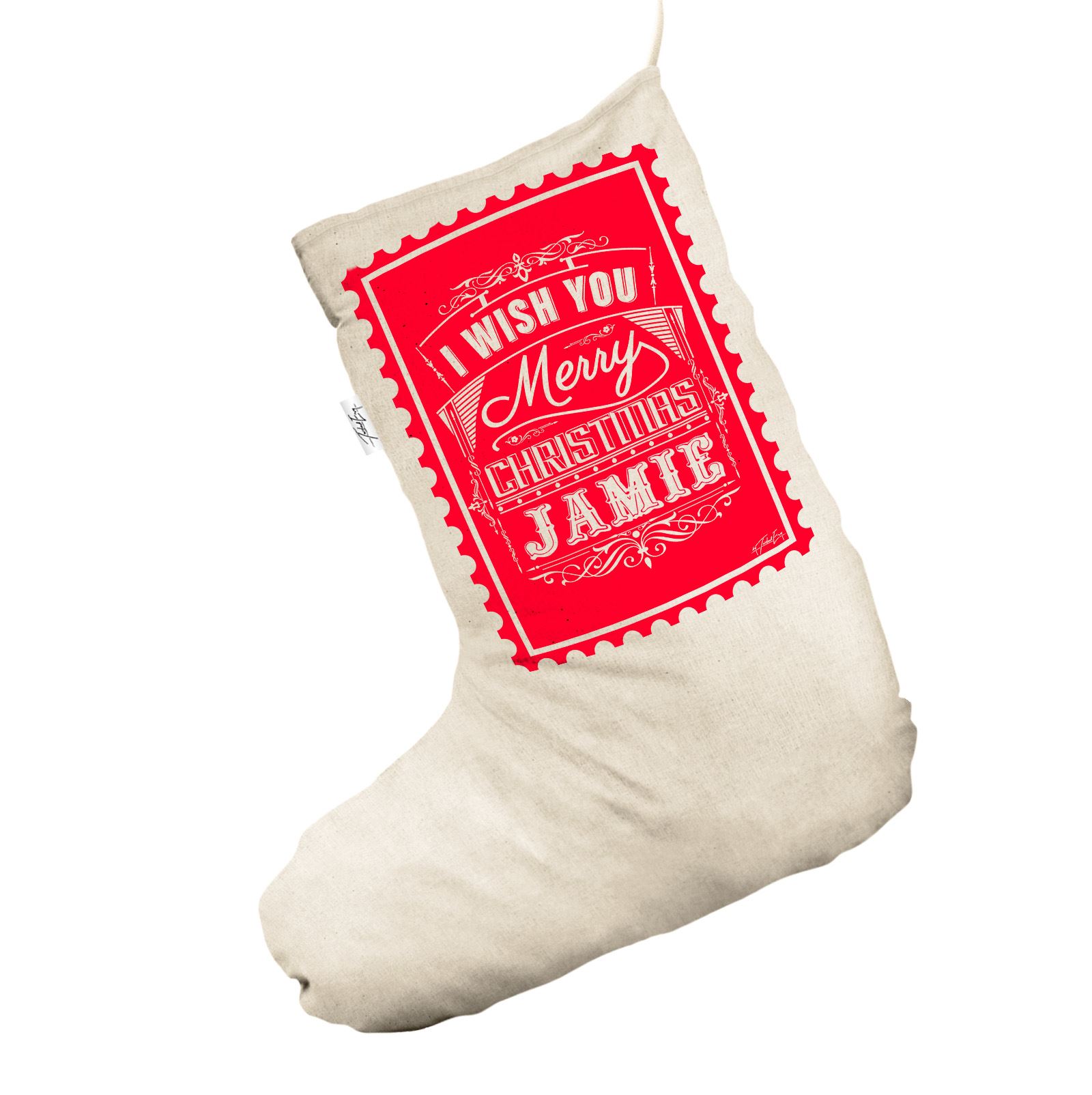 personalised xmas stocking red christmas stamp white ebay