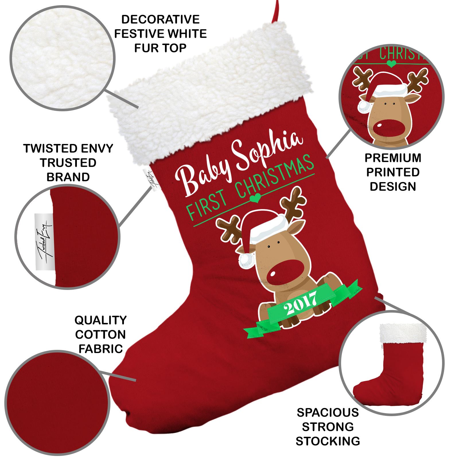 personalised baby's first christmas stocking